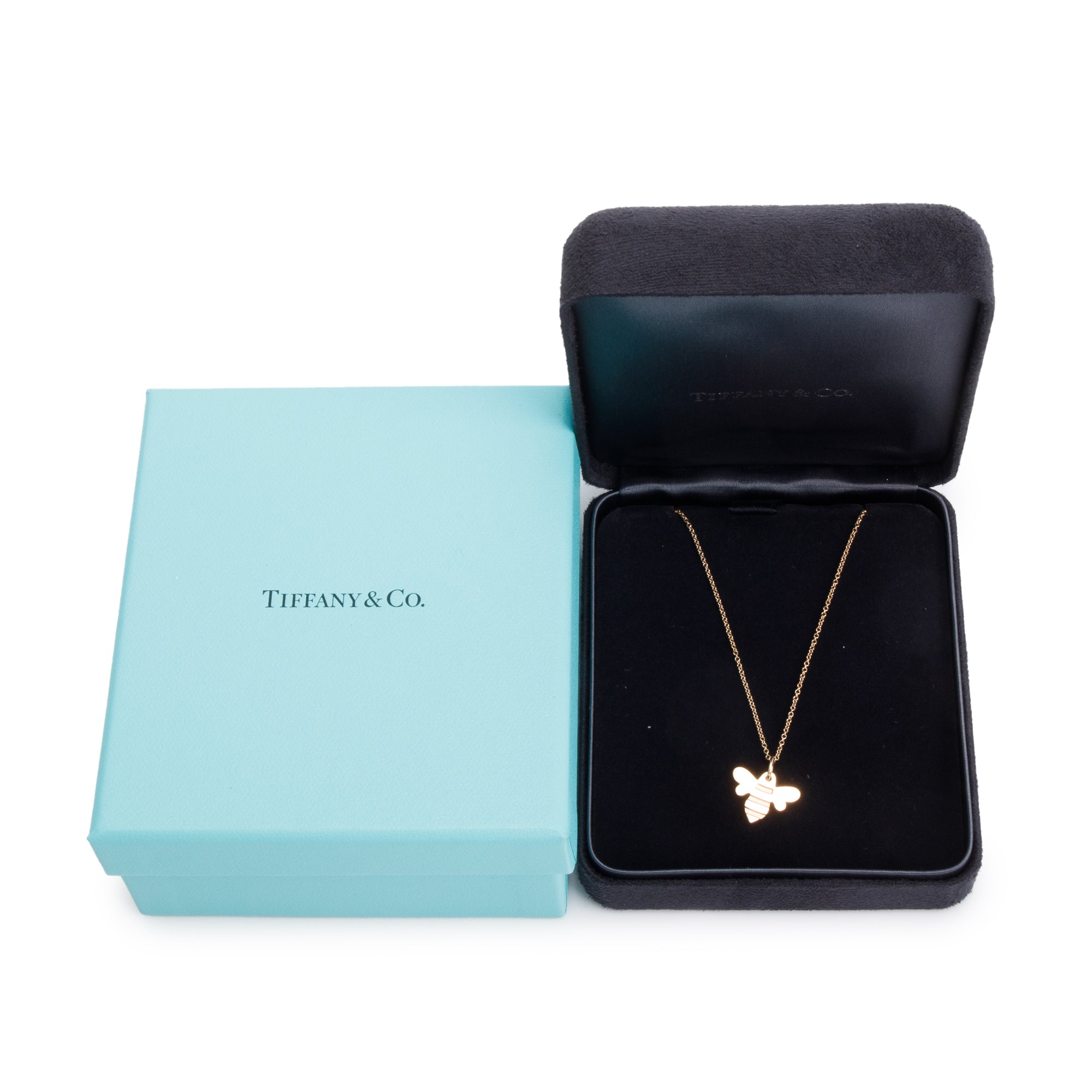 Tiffany & Co. 18k Rose Gold Honey Bee Charm Pendant Necklace w/ Box
