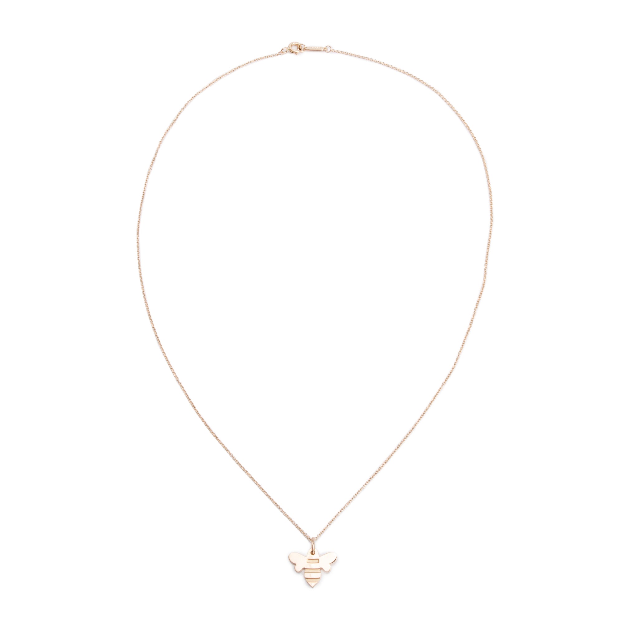Tiffany & Co. 18k Rose Gold Honey Bee Charm Pendant Necklace w/ Box