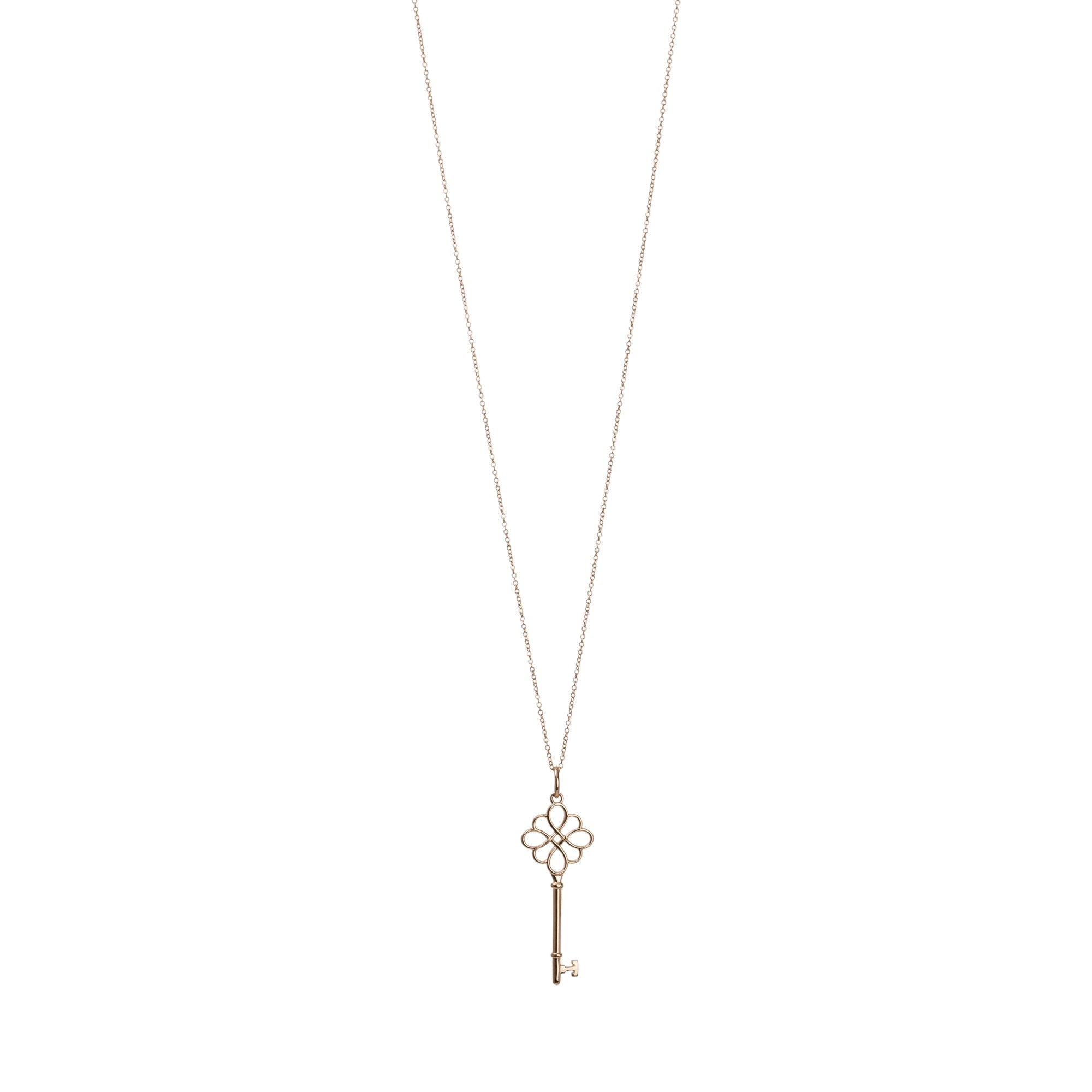 Tiffany & Co. 18k Rose Gold Knot Key Pendant Necklace