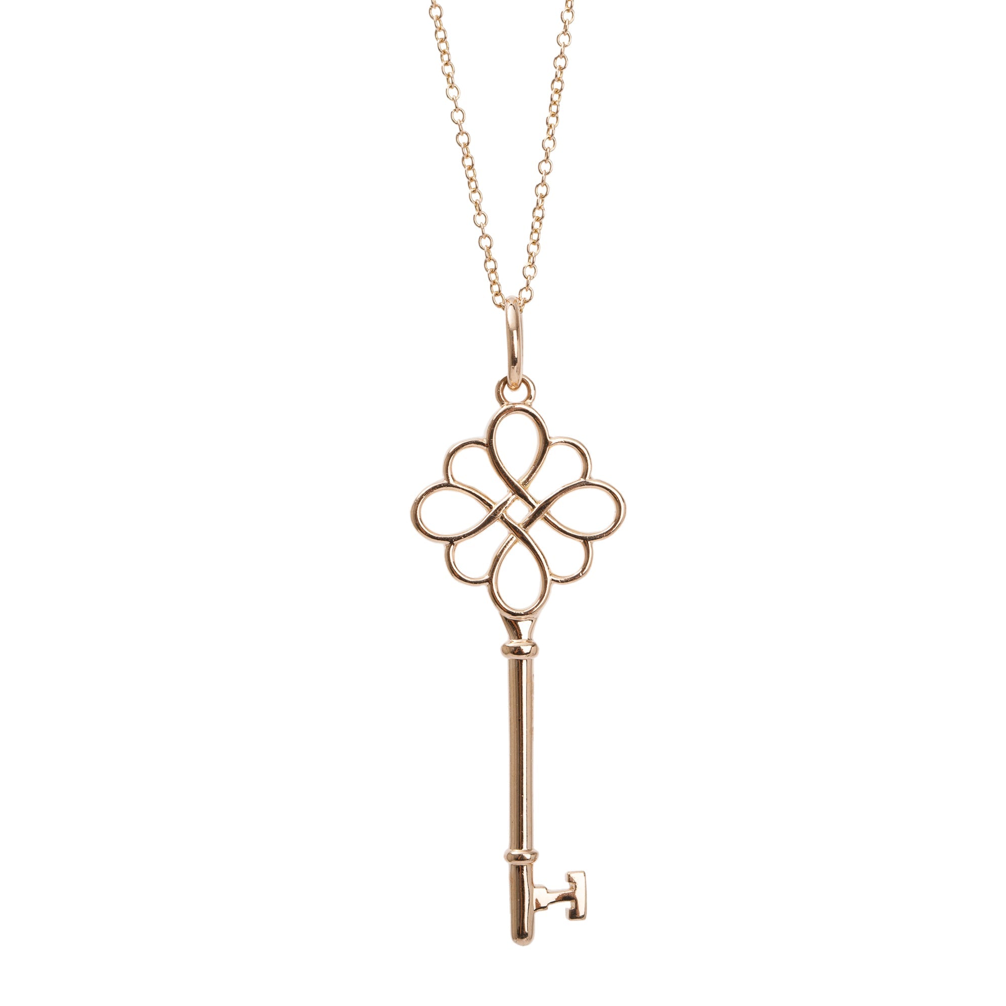 Tiffany & Co. 18k Rose Gold Knot Key Pendant Necklace