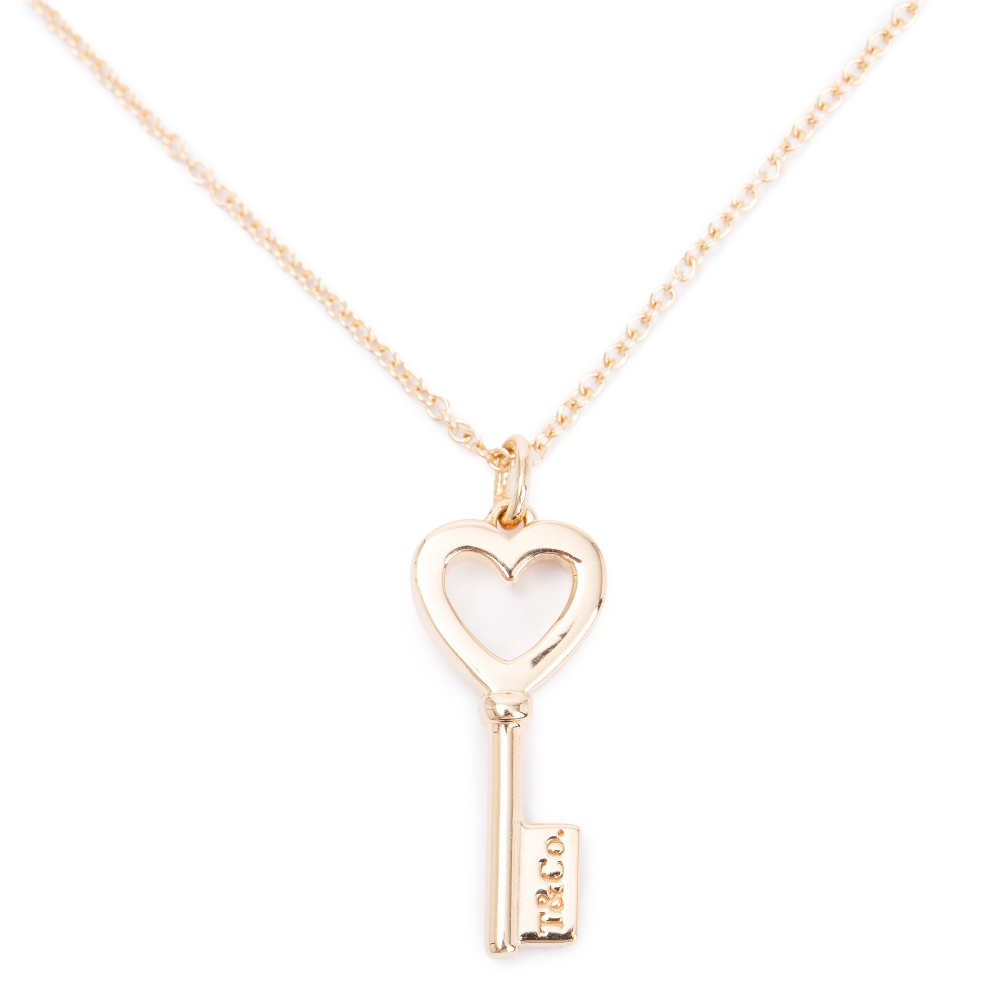 Tiffany & Co. 18k Rose Gold Mini Heart Key Pendant Necklace w/ Box