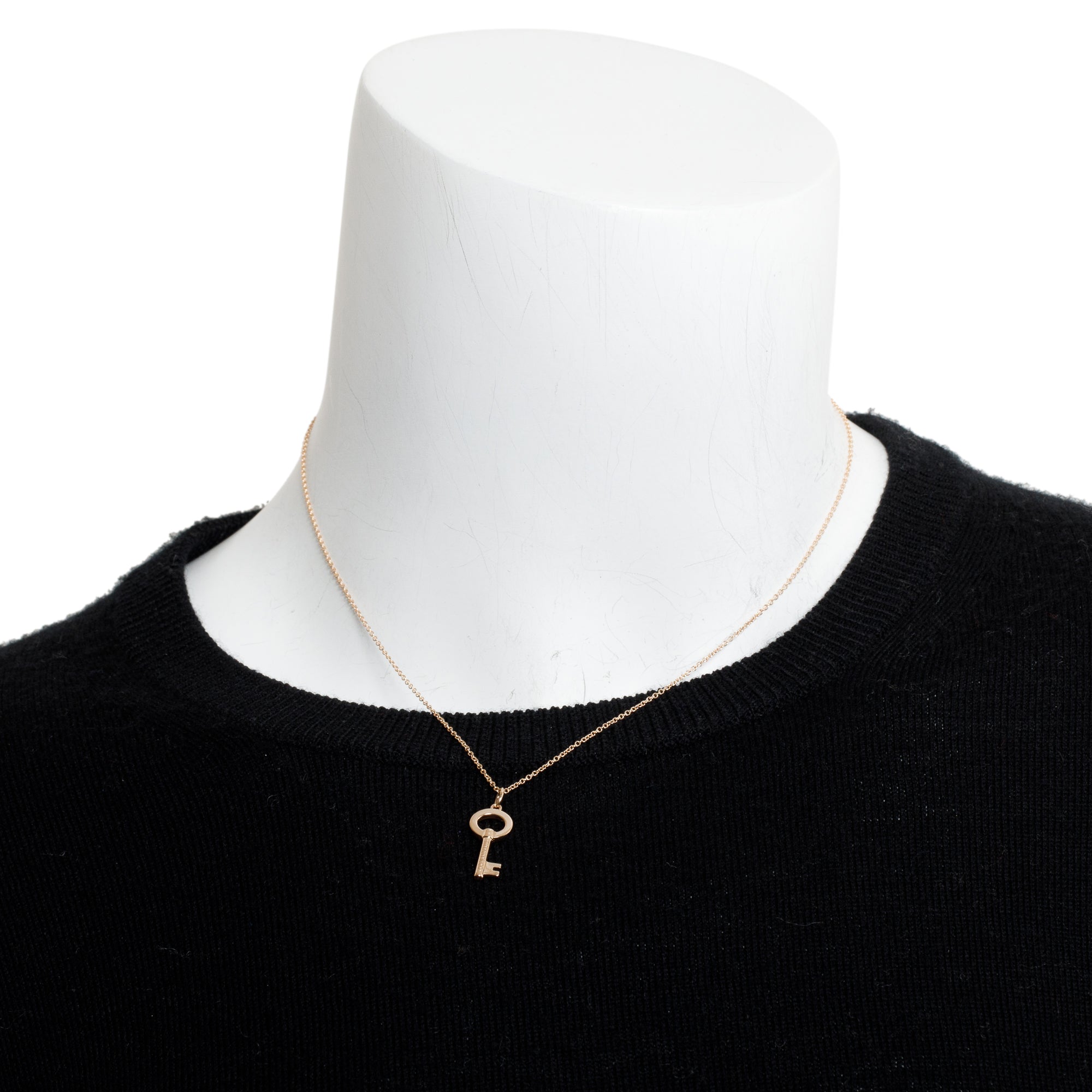 Tiffany & Co. 18k Rose Gold Mini Modern Open Round Key Pendant Necklace w/ Box