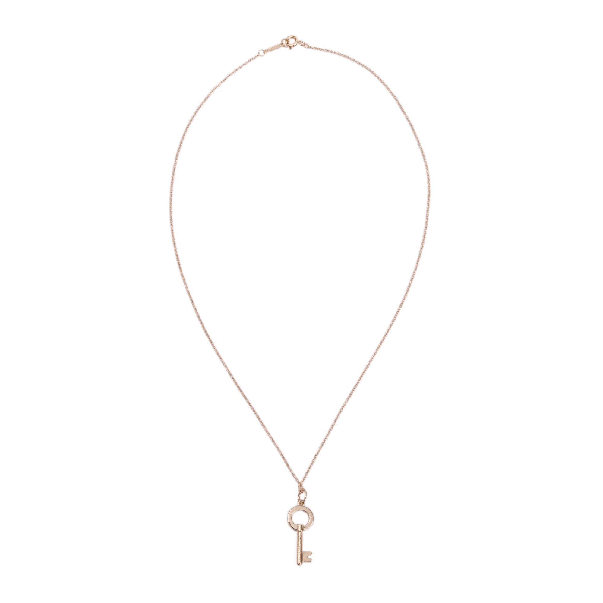 Tiffany & Co. 18k Rose Gold Mini Modern Open Round Key Pendant Necklace w/ Box