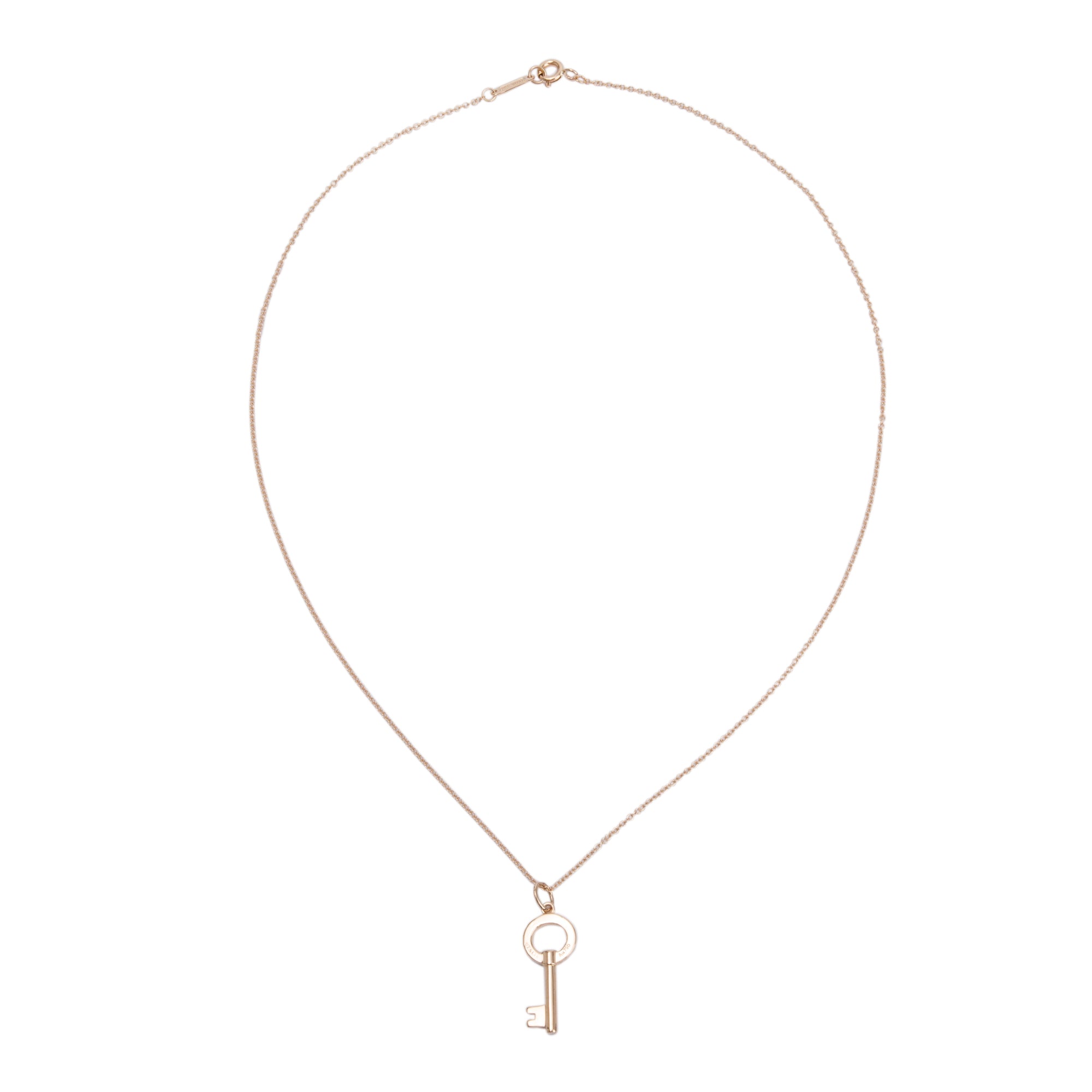 Tiffany & Co. 18k Rose Gold Mini Modern Open Round Key Pendant Necklace w/ Box