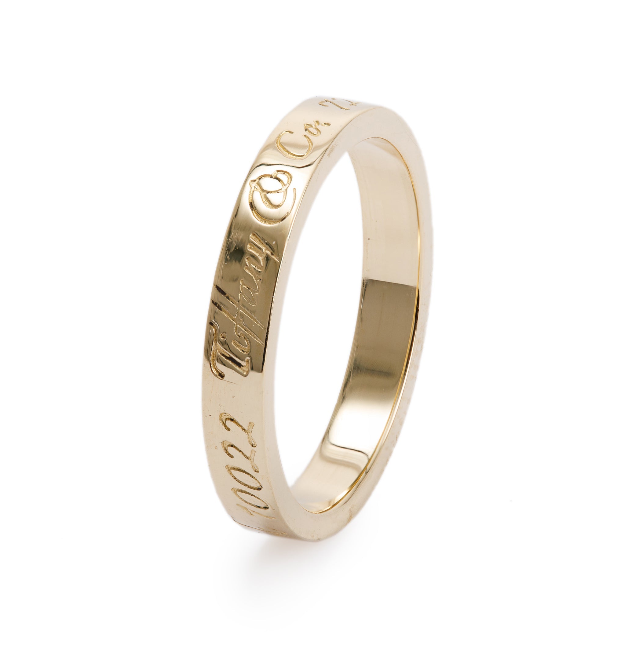 Tiffany & Co. 18k Rose Gold Notes "Fifth Avenue New York" Narrow Band Ring