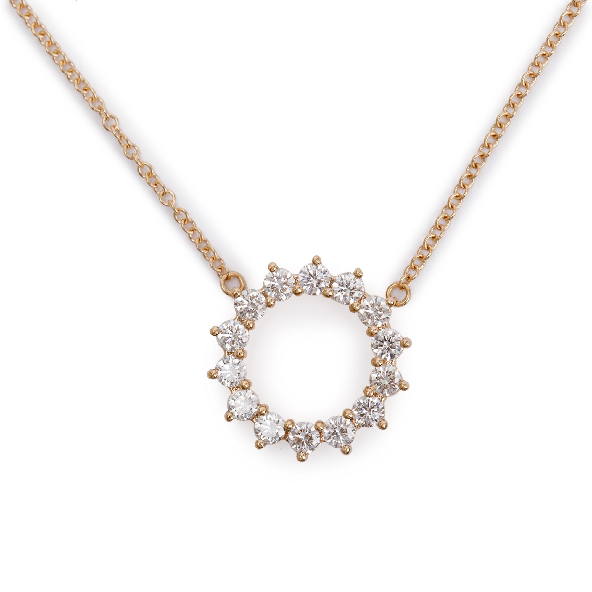 Tiffany & Co. 18k Rose Gold Open Circle Diamond Pendant Necklace, Size Small