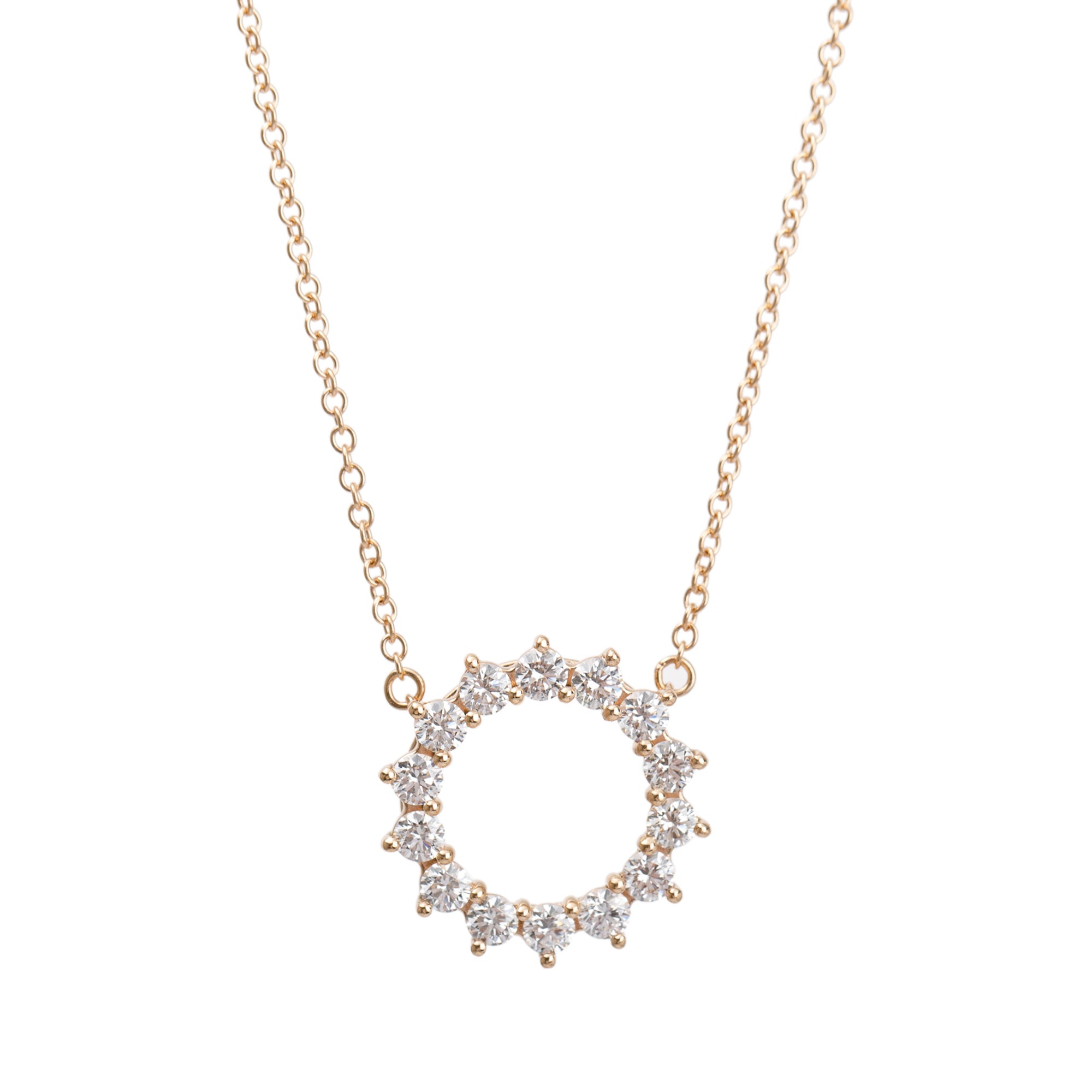 Tiffany & Co. 18k Rose Gold Open Circle Diamond Pendant Necklace, Size Small