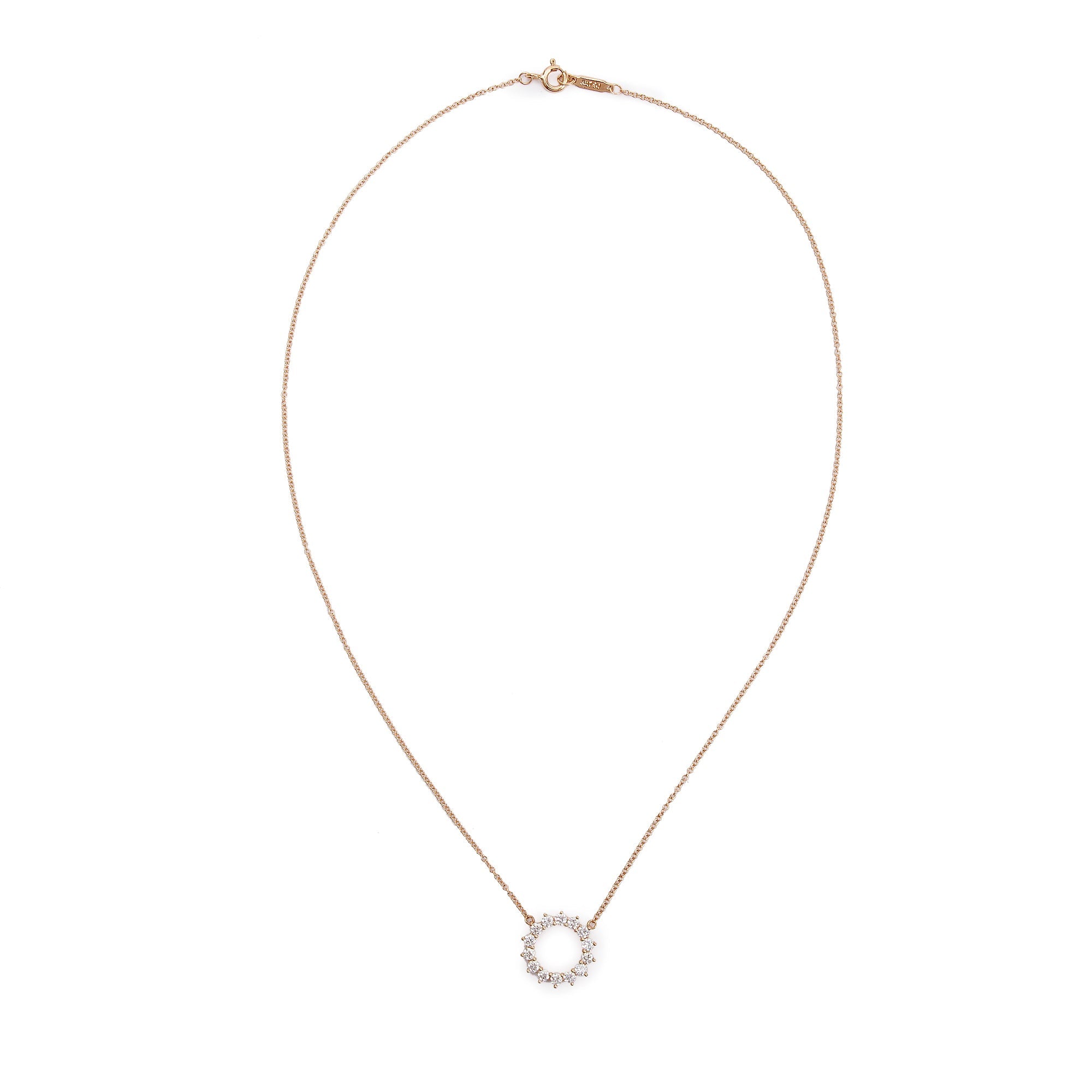 Tiffany & Co. 18k Rose Gold Open Circle Diamond Pendant Necklace, Size Small