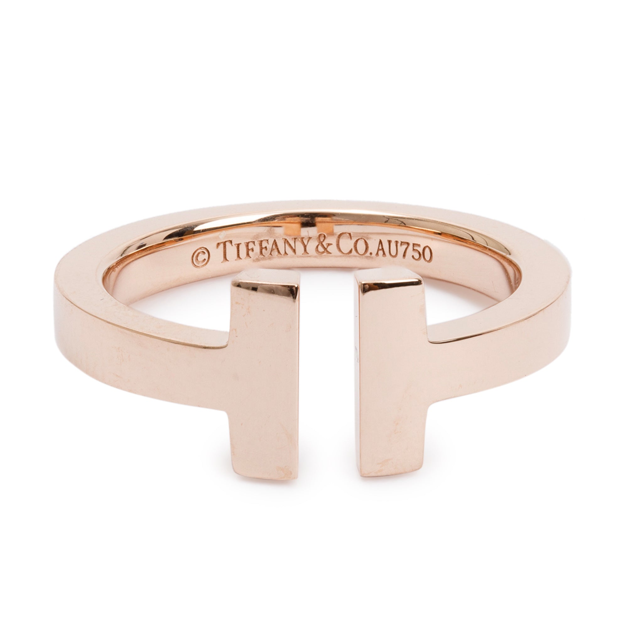 Tiffany & Co. 18k Rose Gold T Square Ring, Size 5.75