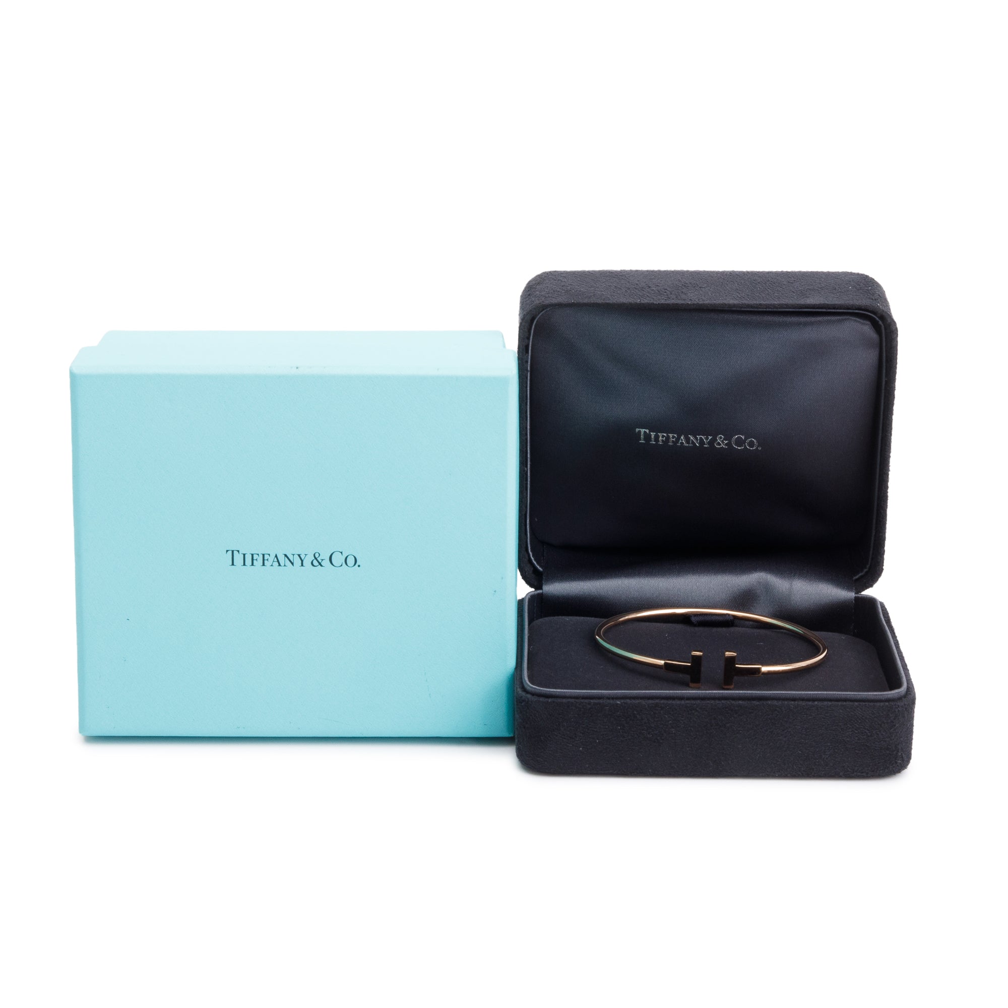 Tiffany & Co. 18k Rose Gold T Wire Bracelet w/ Box