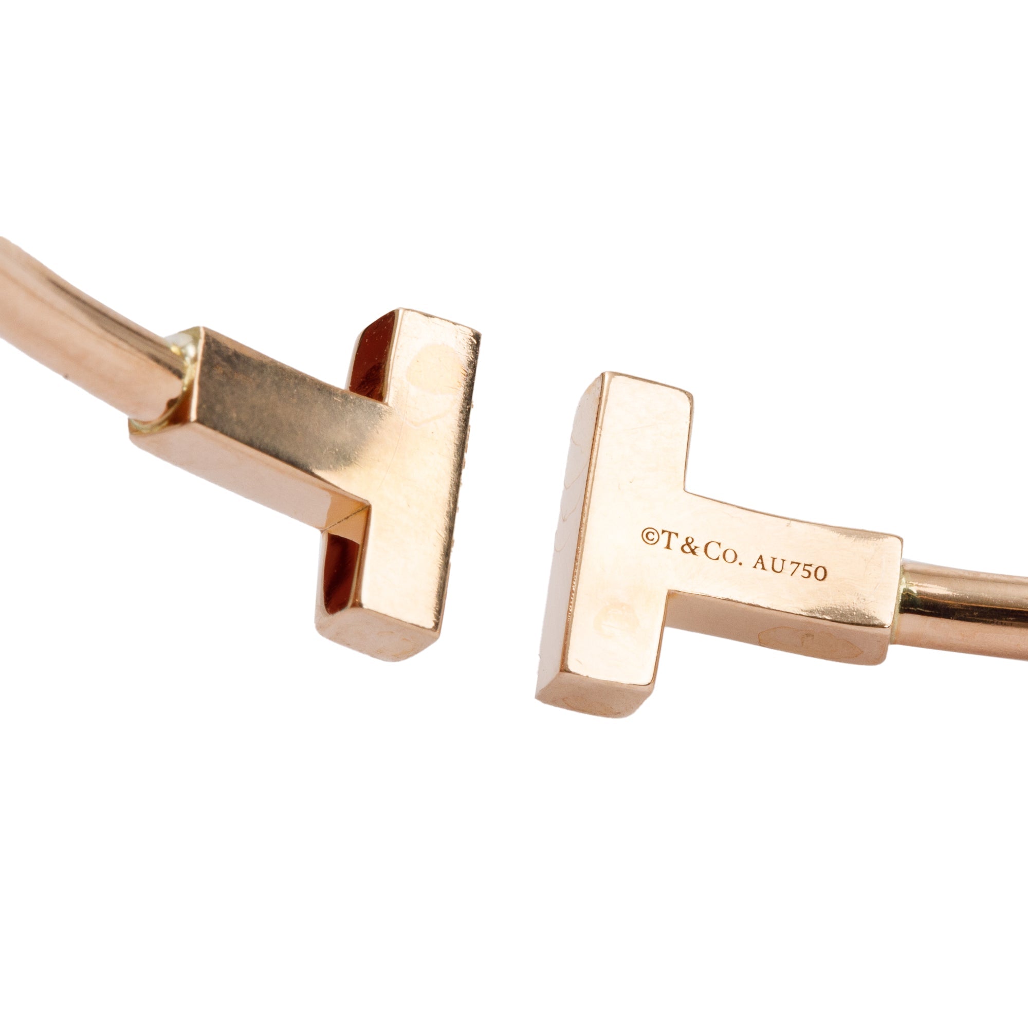 Tiffany & Co. 18k Rose Gold T Wire Bracelet w/ Box