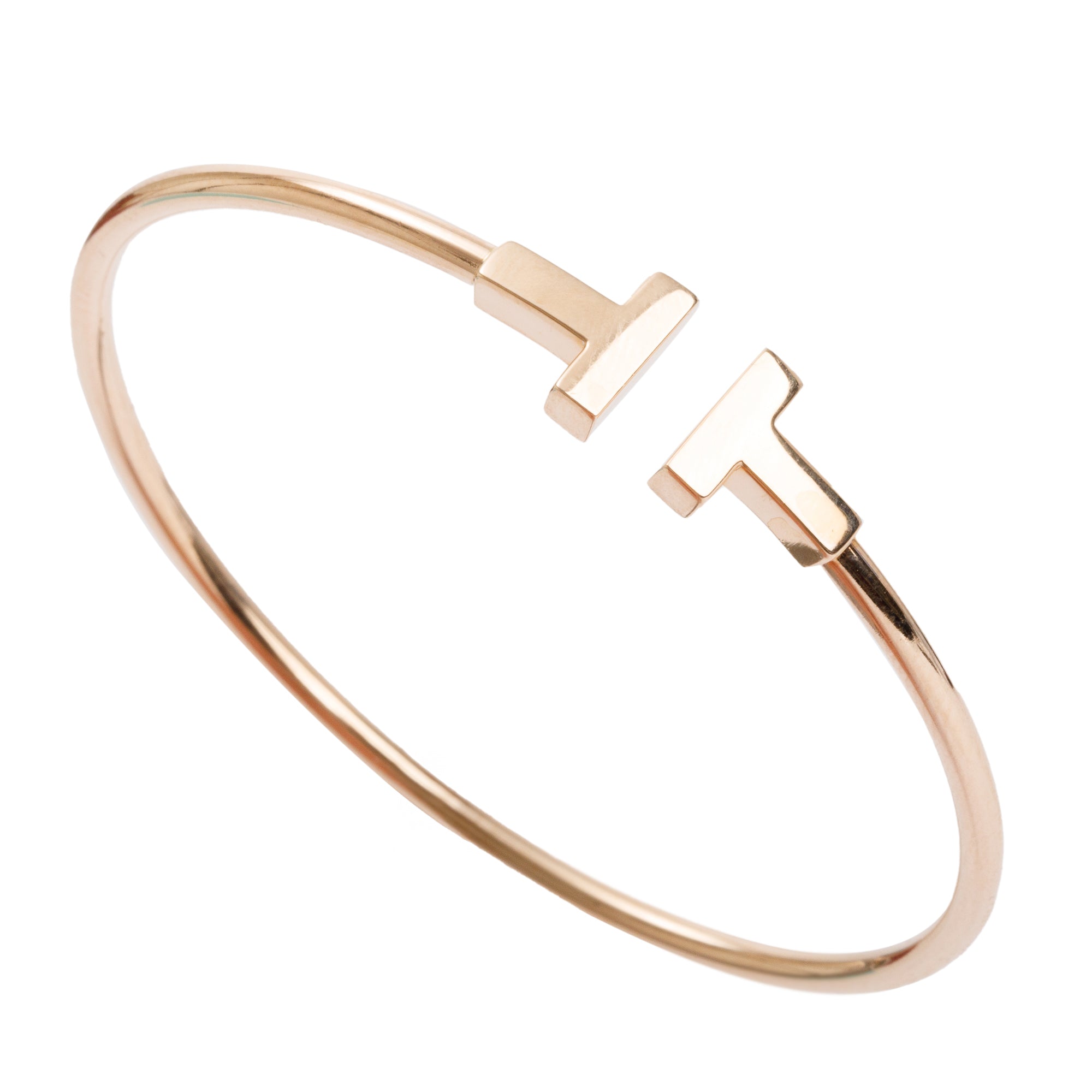 Tiffany & Co. 18k Rose Gold T Wire Bracelet w/ Box