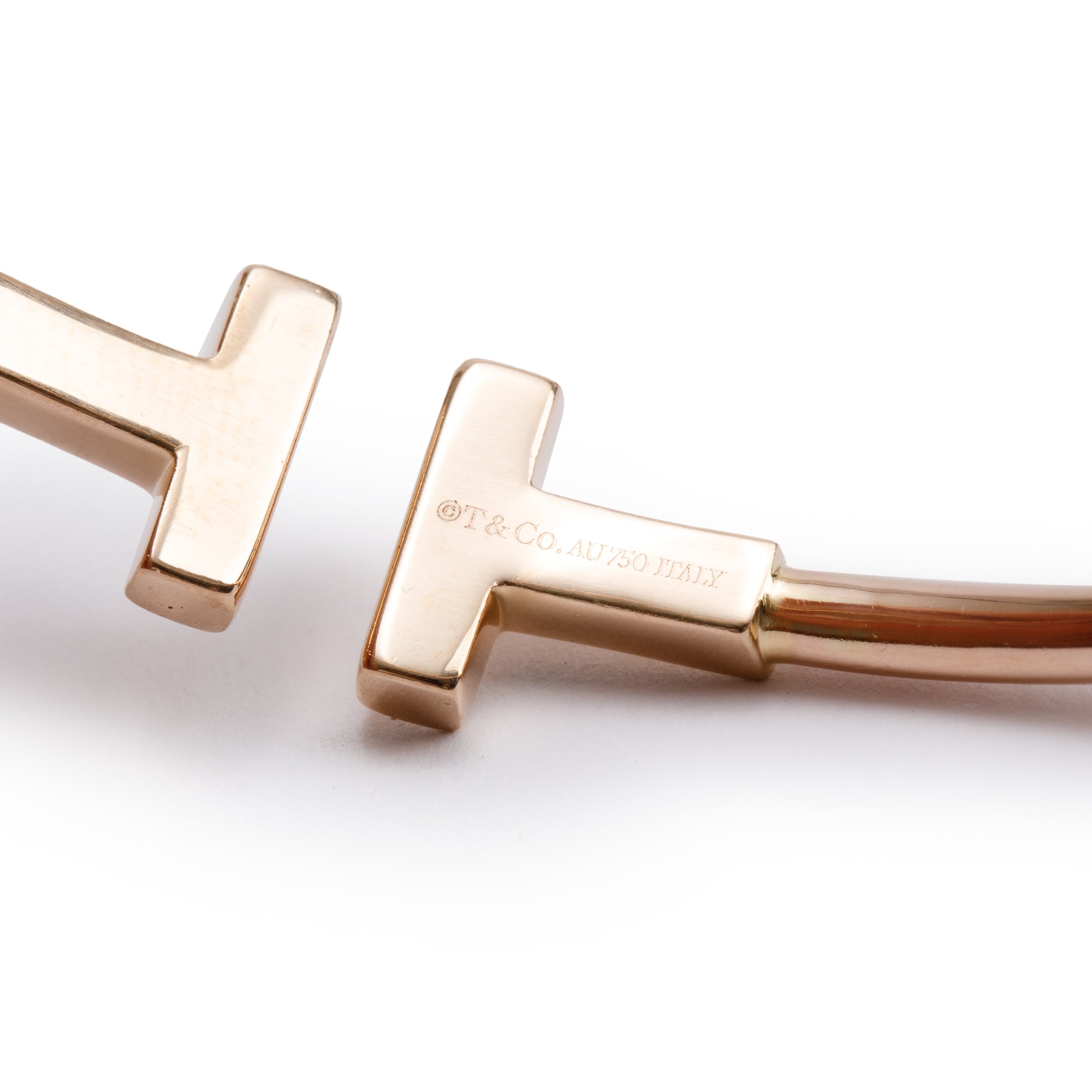 Tiffany & Co. 18k Rose Gold T Wire Bracelet w/ Box & Receipt