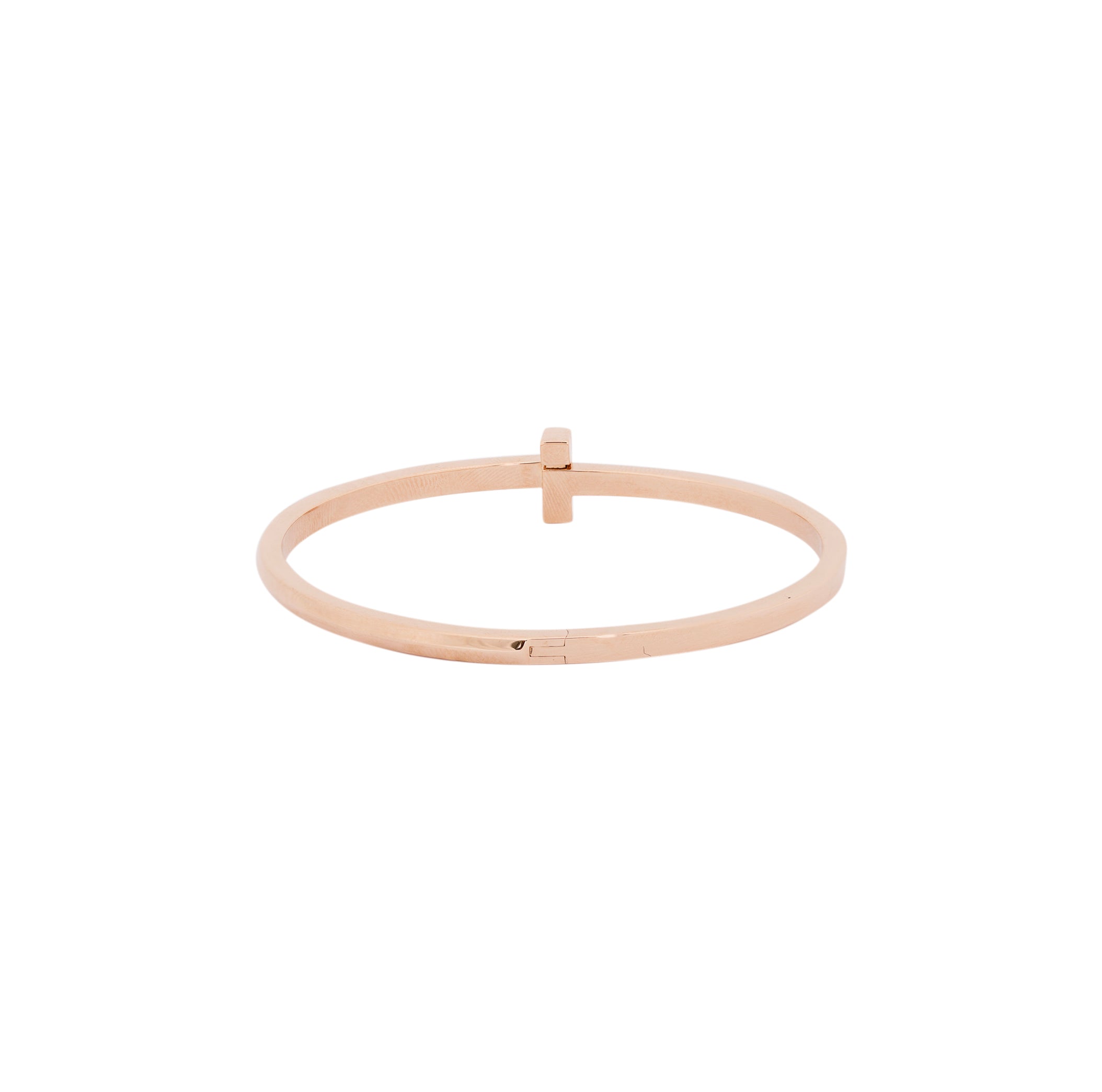 Tiffany & Co. 18k Rose Gold T1 Narrow Hinged Bangle Bracelet w/ Box