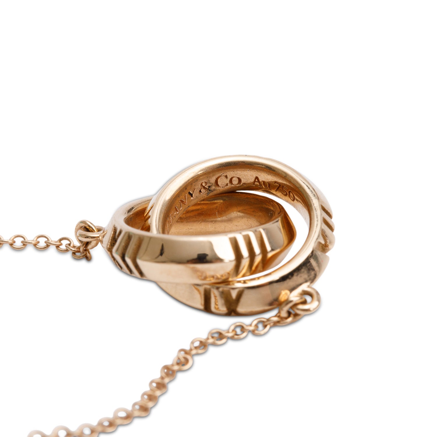 Tiffany & Co. 18k Rose Gold X Interlocking Pendant Necklace w/ Box