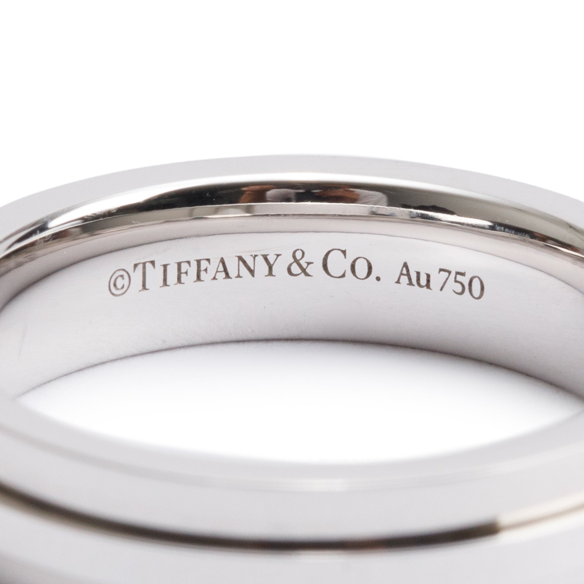 Tiffany & Co. 18k White Gold 4.5 MM T Narrow Ring, Size 6 w/ Box & Receipt