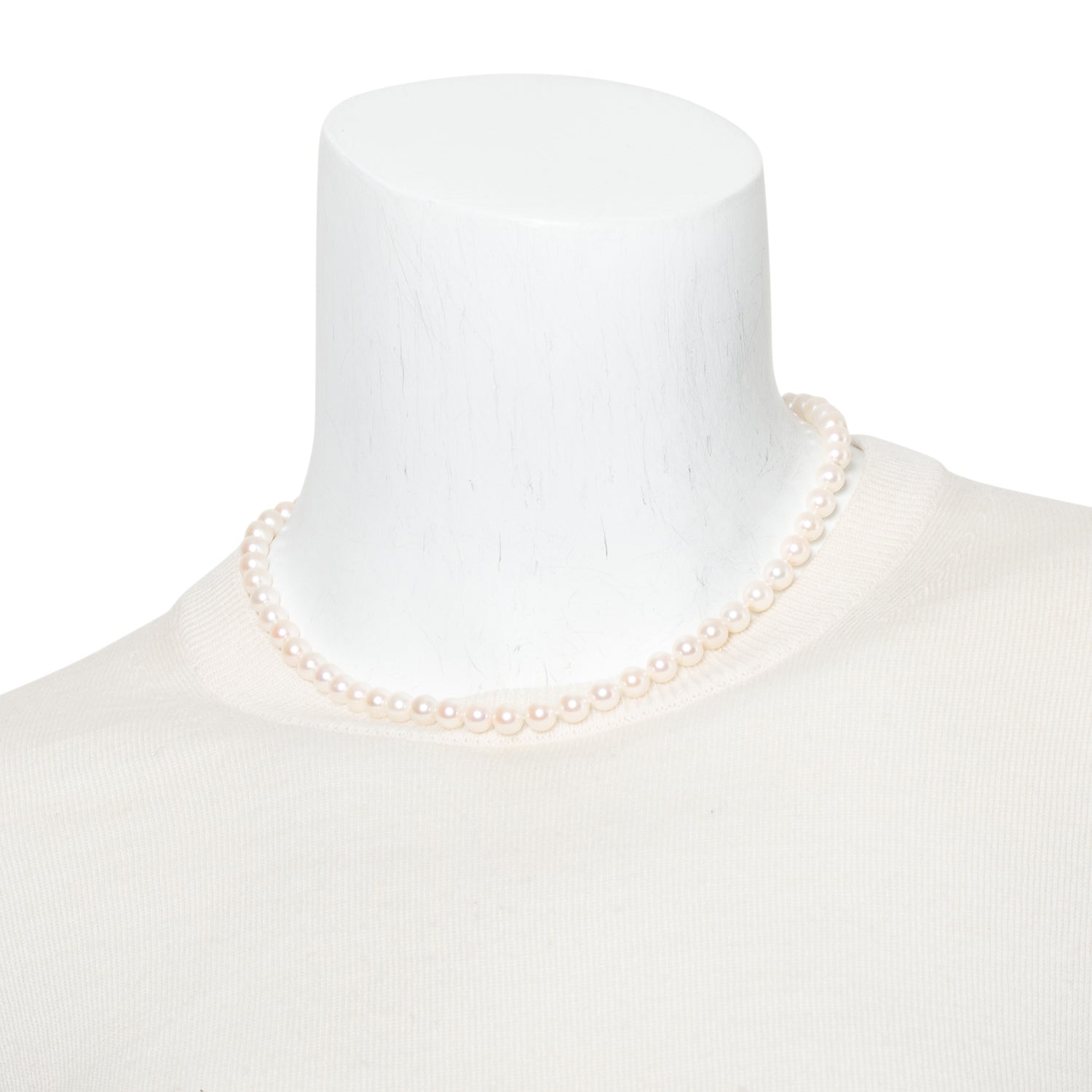 Tiffany & Co. 18k White Gold 6.5-7 MM Akoya Cultured Pearl Necklace w/ Box