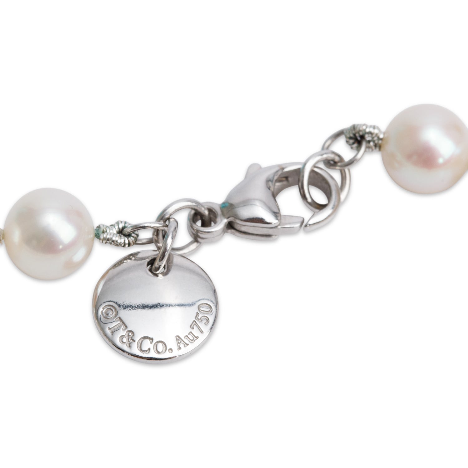 Tiffany & Co. 18k White Gold 6.5-7 MM Akoya Cultured Pearl Necklace w/ Box
