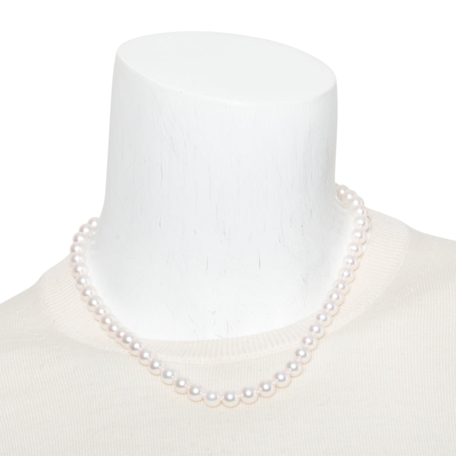 Tiffany & Co. 18k White Gold 7.5-8 MM Akoya Cultured Pearl Necklace w/ Box