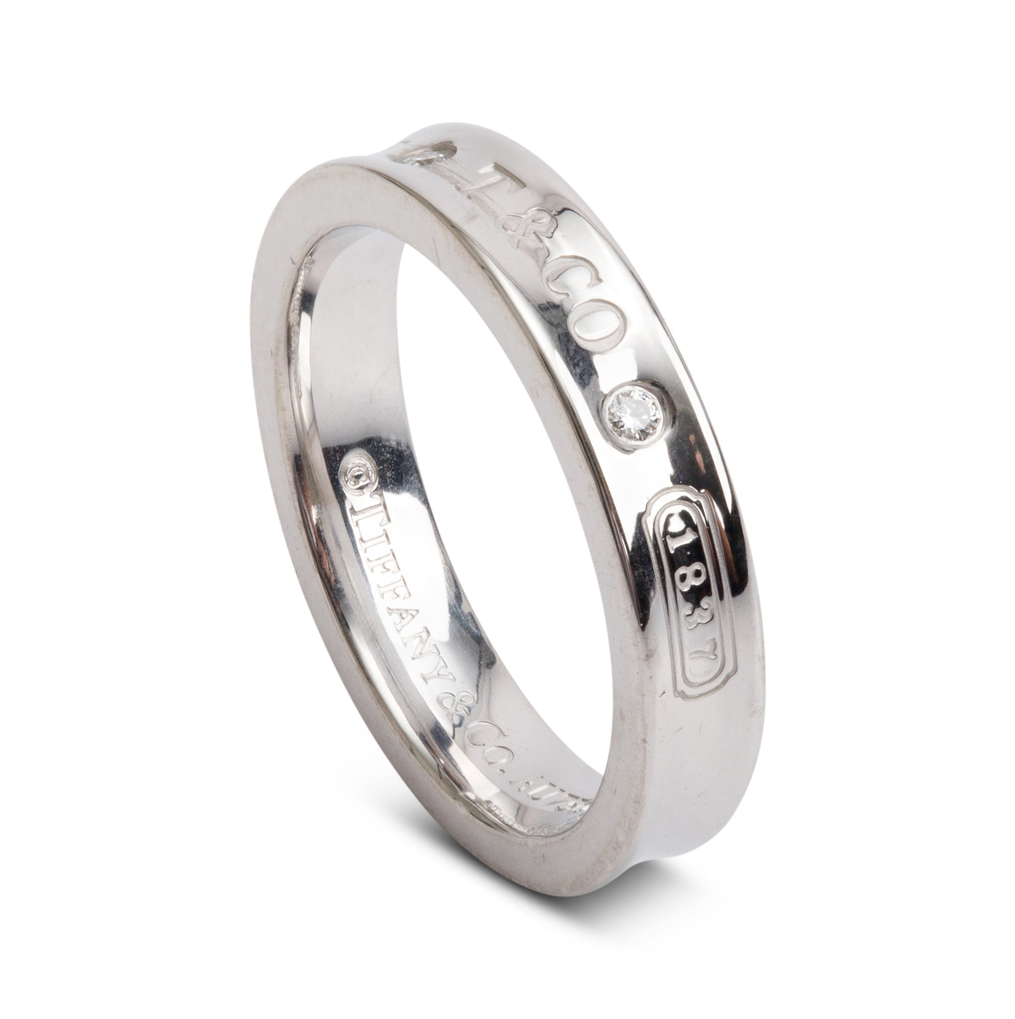 Tiffany & Co. 18k White Gold Diamond 1837 Narrow Ring, Size 6