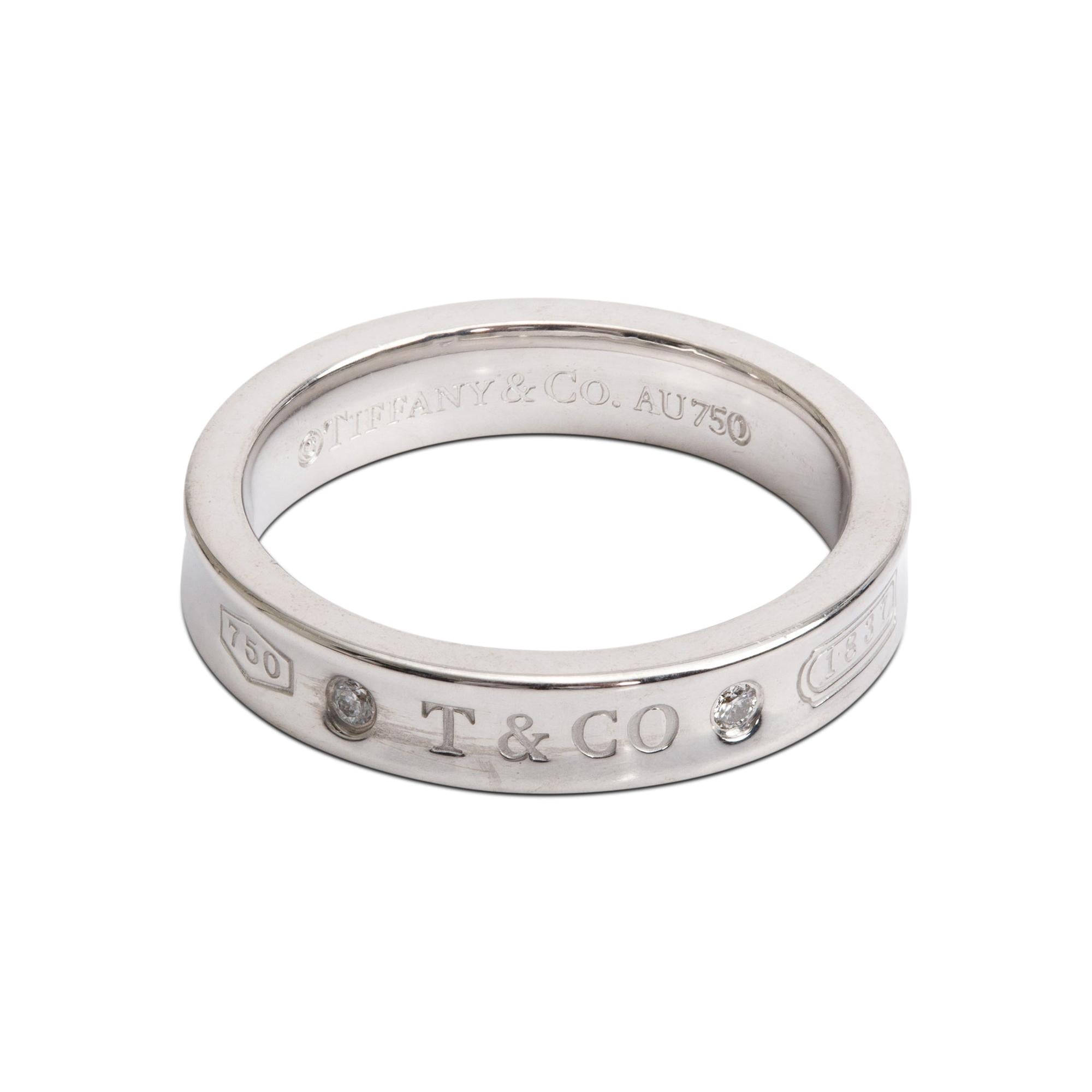 Tiffany & Co. 18k White Gold Diamond 1837 Narrow Ring, Size 6