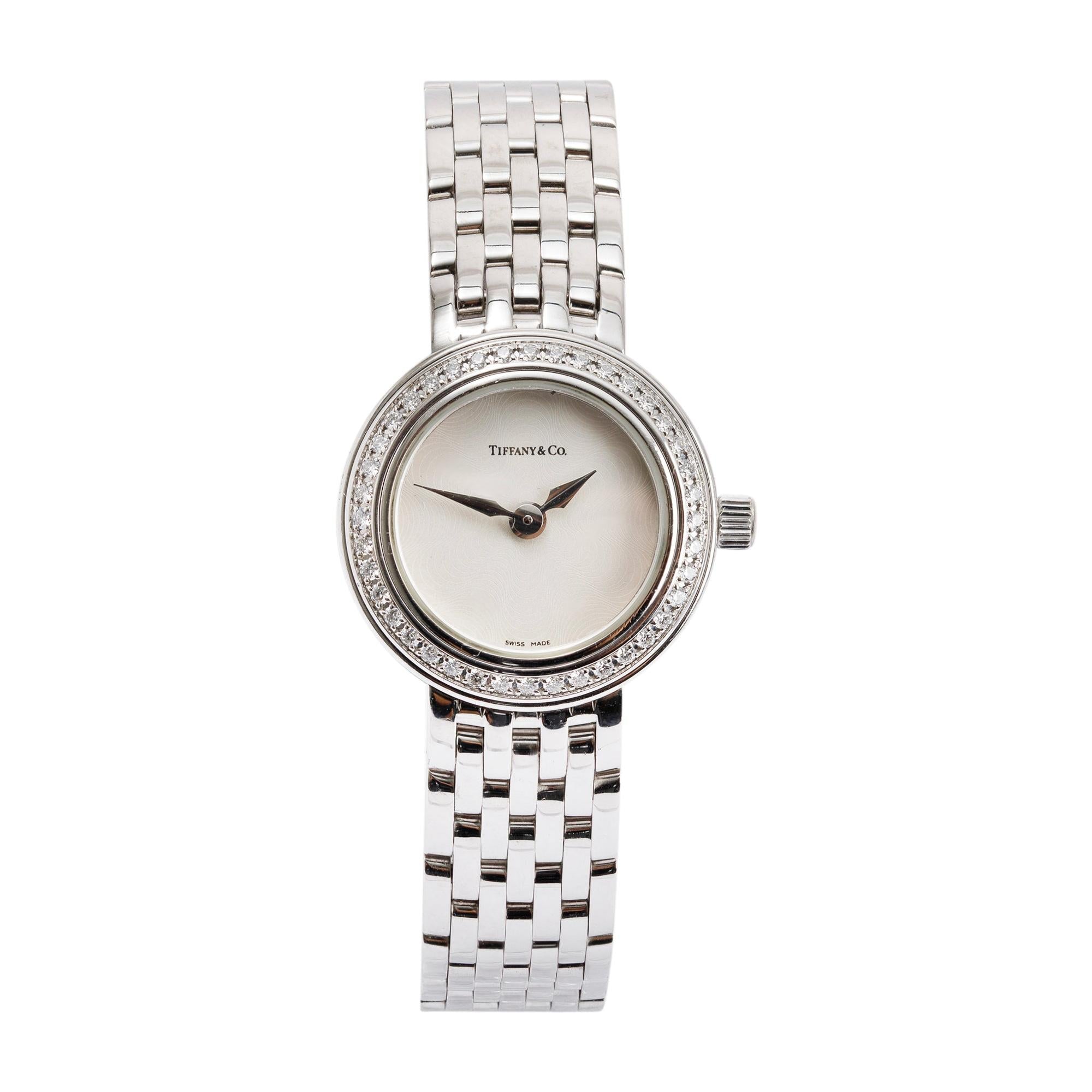 Tiffany & Co. 18k White Gold & Diamond Classique 20 MM Watch