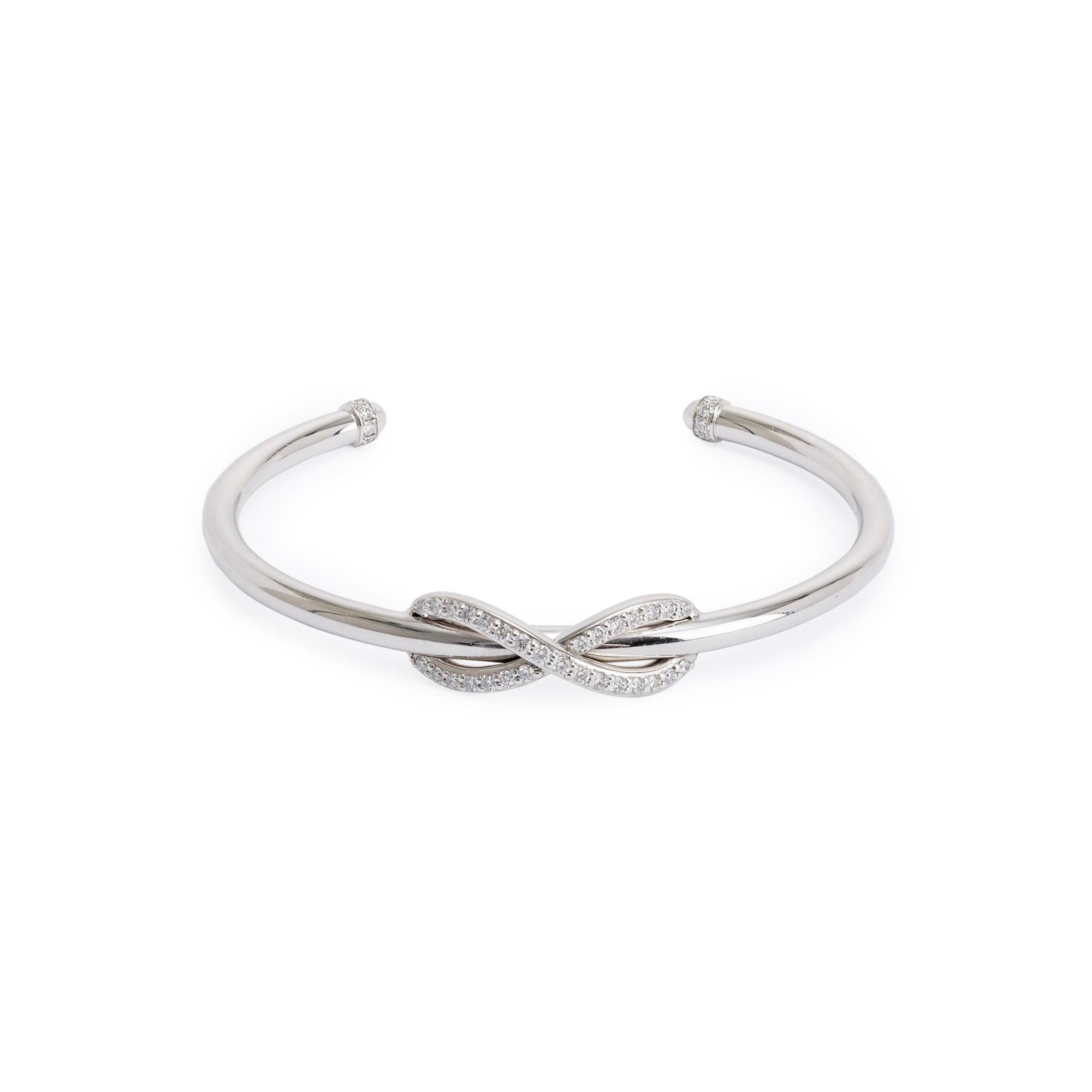 Tiffany & Co. 18k White Gold Diamond Infinity Cuff Bracelet