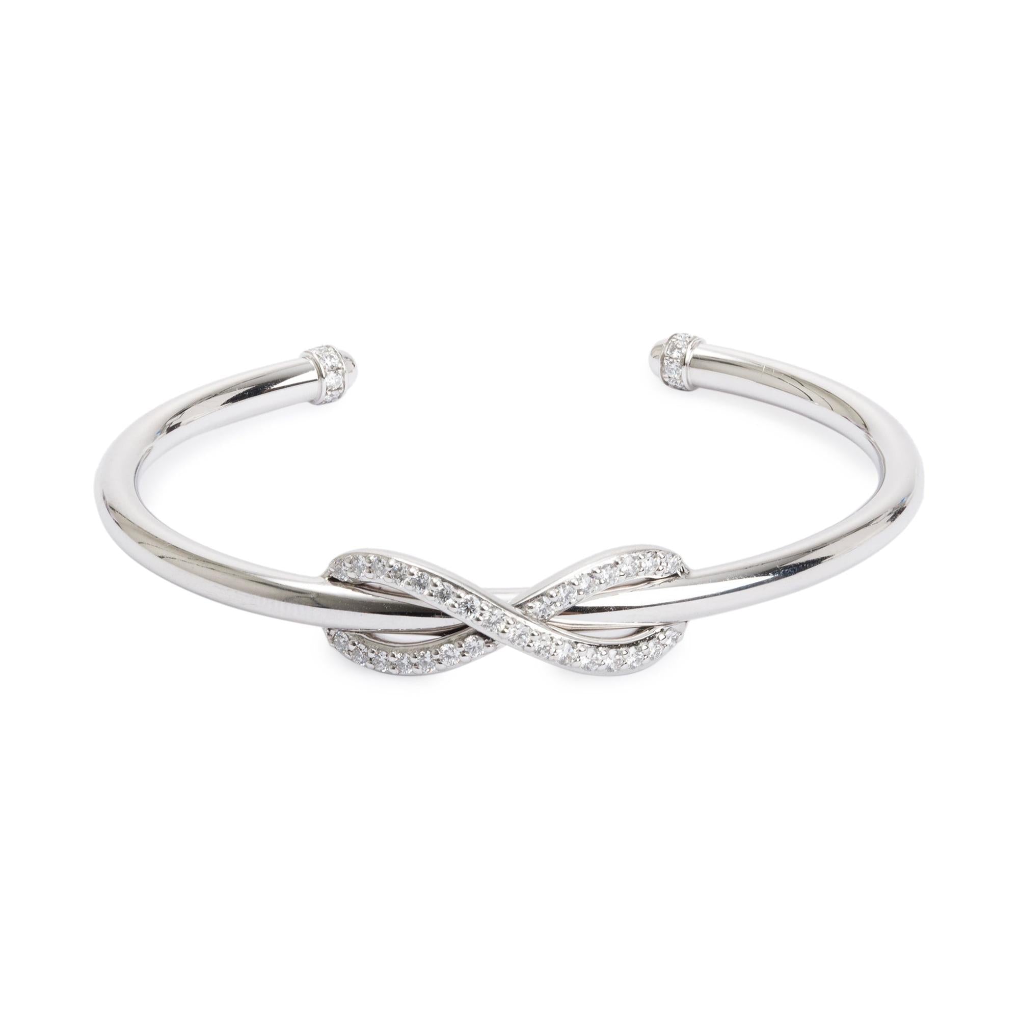 Tiffany & Co. 18k White Gold Diamond Infinity Cuff Bracelet