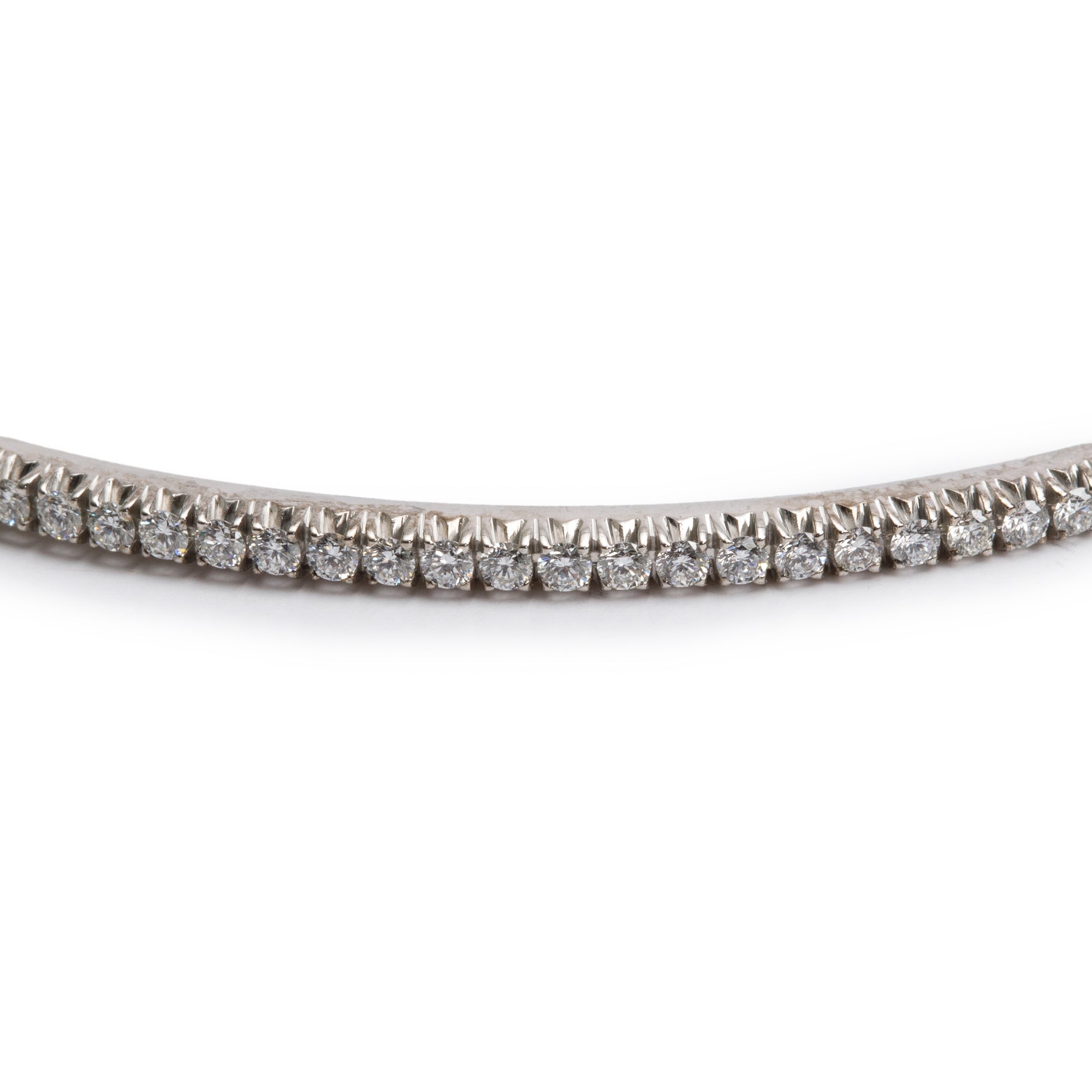 Tiffany & Co. 18k White Gold Diamond Metro Hinged Bangle Bracelet w/ Box