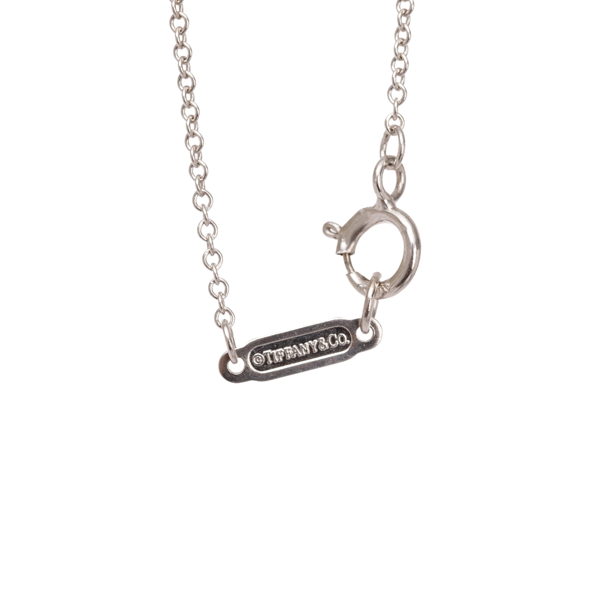 Tiffany & Co. 18k White Gold Diamond Modern Keys Open Round Key Pendant Necklace