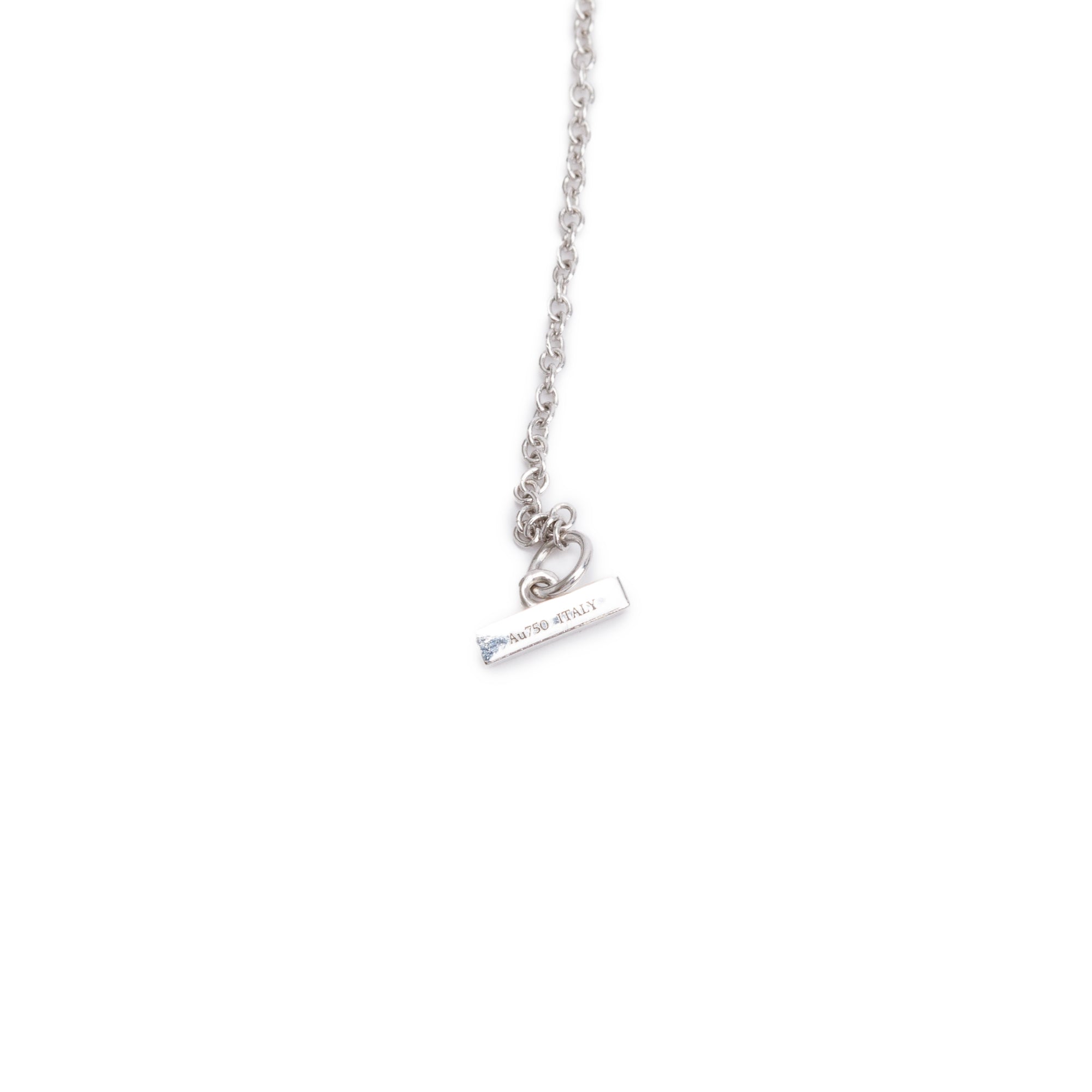 Tiffany & Co. 18k White Gold Diamond & Turquoise 16 MM T Circle Pendant Necklace w/ Box