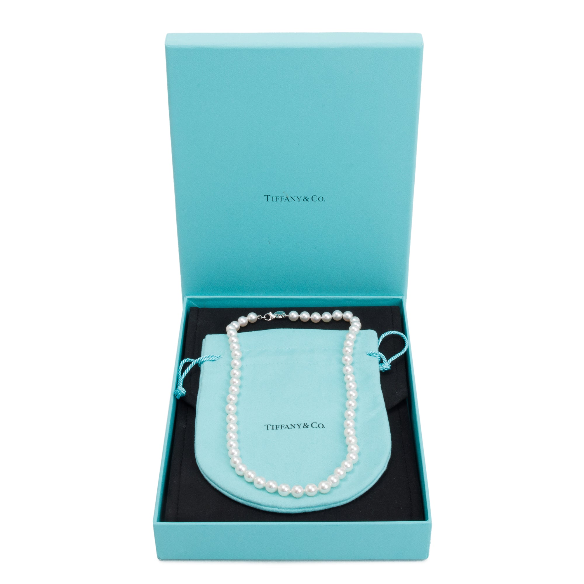 Tiffany & Co. 18k White Gold Essential Pearl Necklace w/ Box
