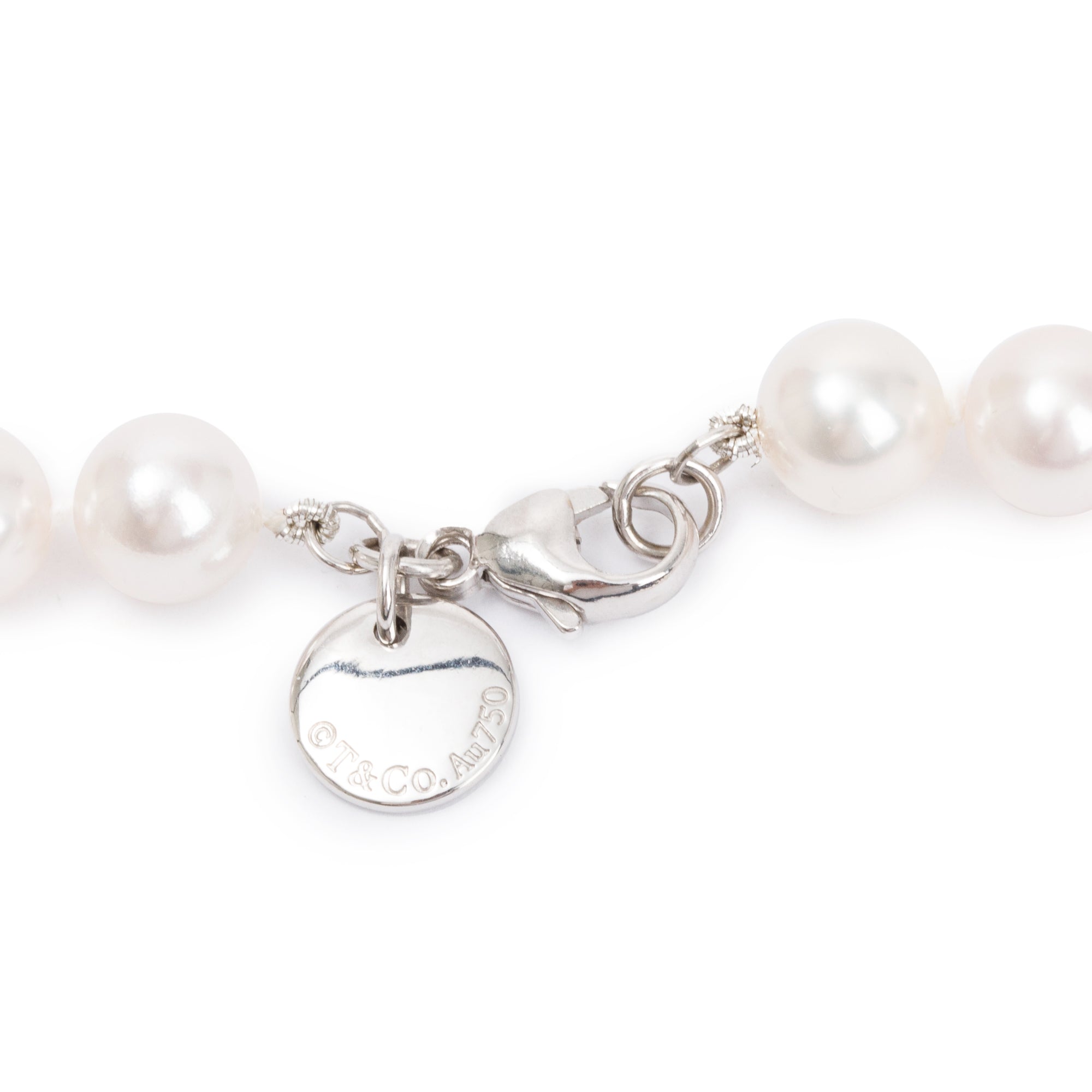 Tiffany & Co. 18k White Gold Essential Pearl Necklace w/ Box