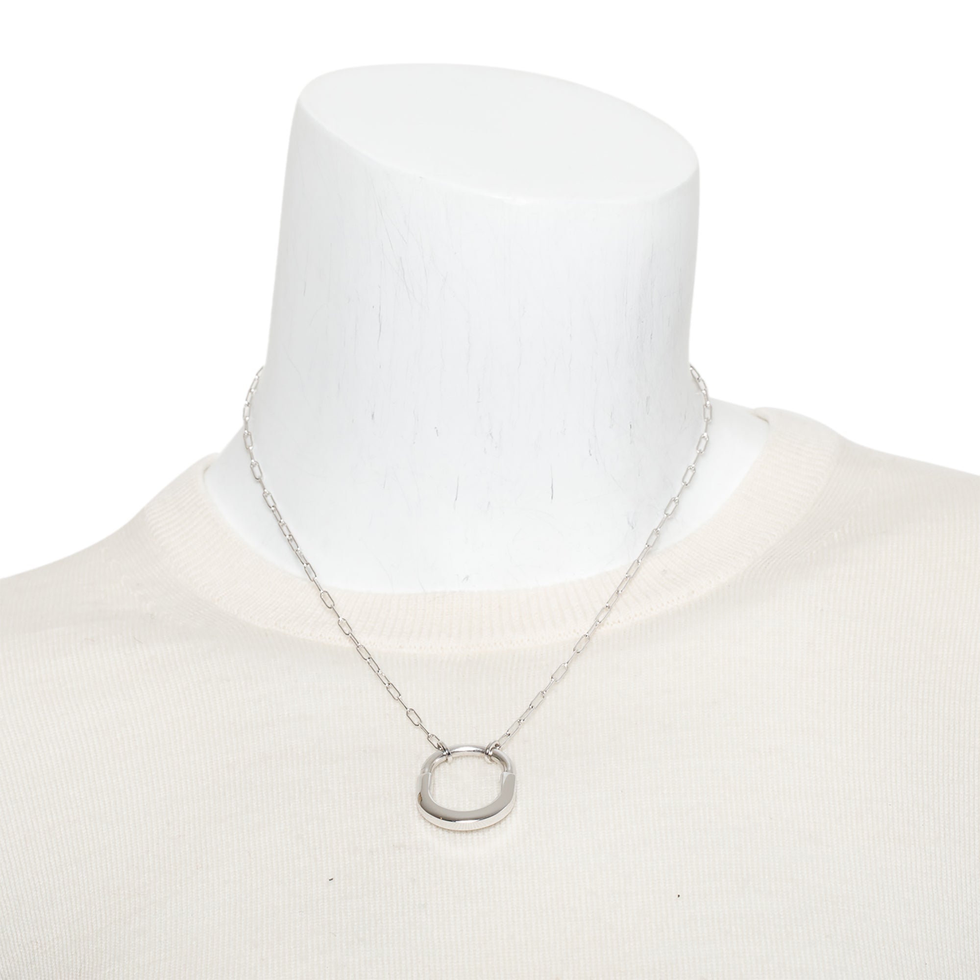 Tiffany & Co. 18k White Gold Medium Lock Pendant Necklace w/ Box