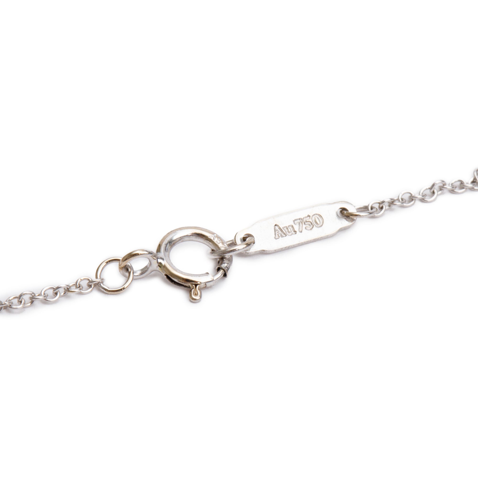 Tiffany & Co. 18k White Gold Signature Pearl & Diamond Pendant Necklace w/ Box