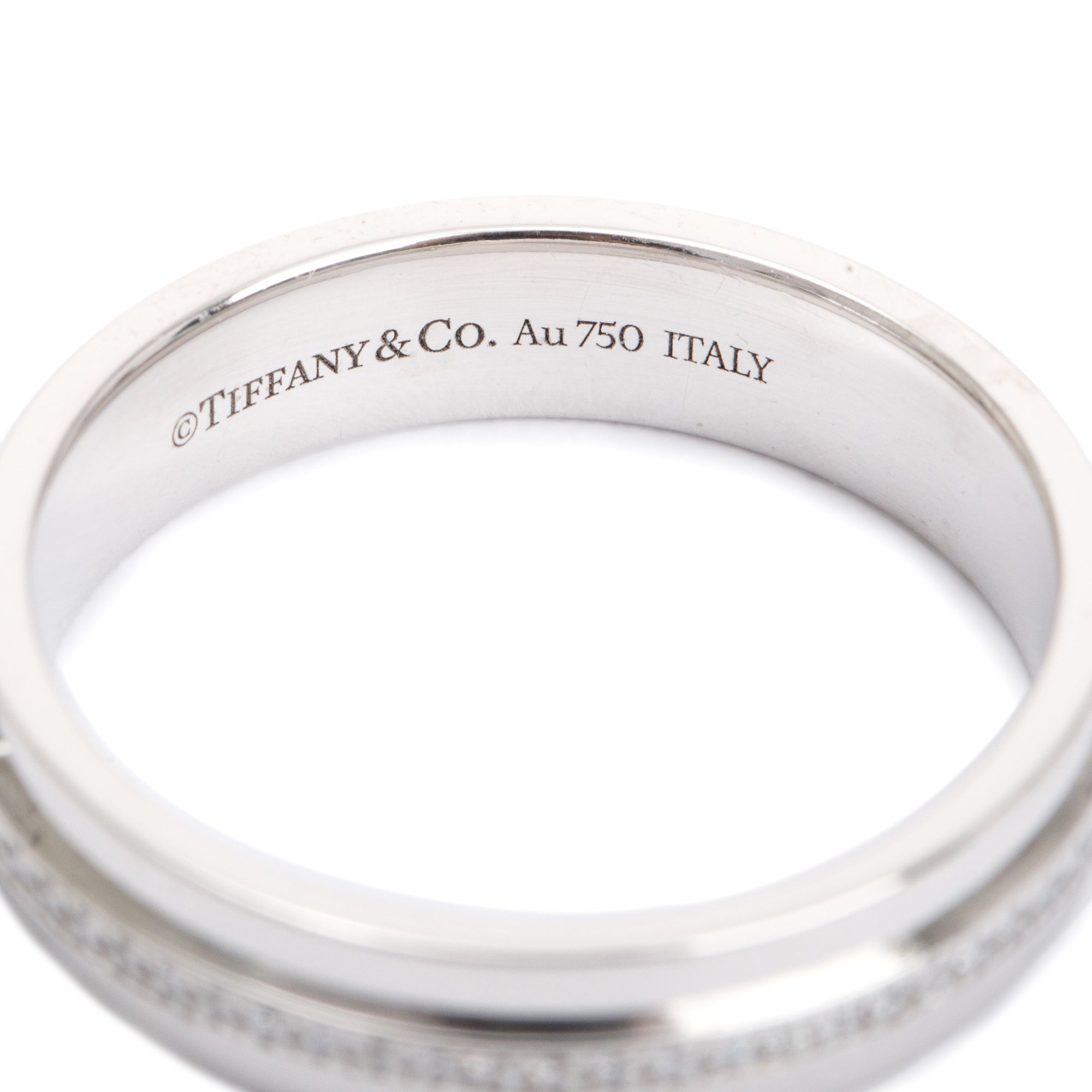 Tiffany & Co. 18k White Gold T Narrow Diamond 4.5MM Ring, Size 6.75