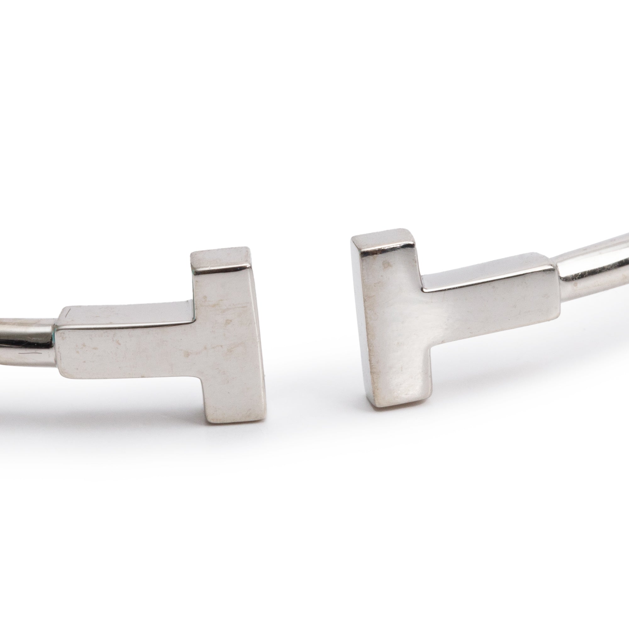 Tiffany & Co. 18k White Gold T Narrow Wire Bracelet w/ Box