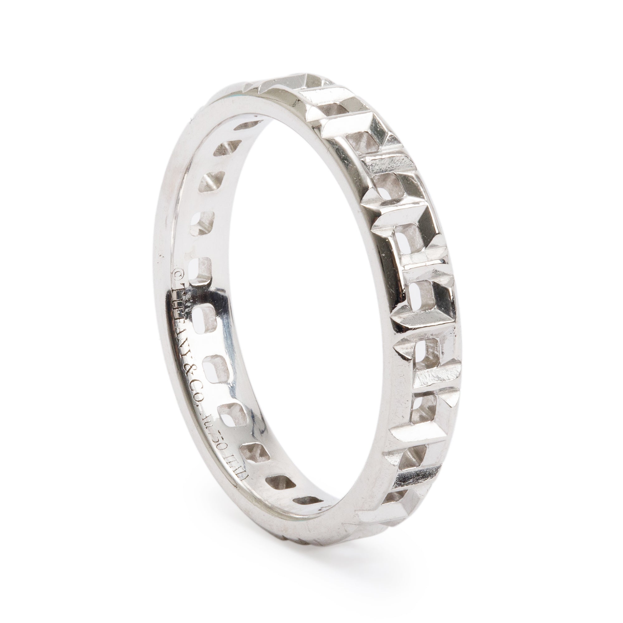 Tiffany & Co. 18k White Gold T True Narrow Ring, Size 5.25