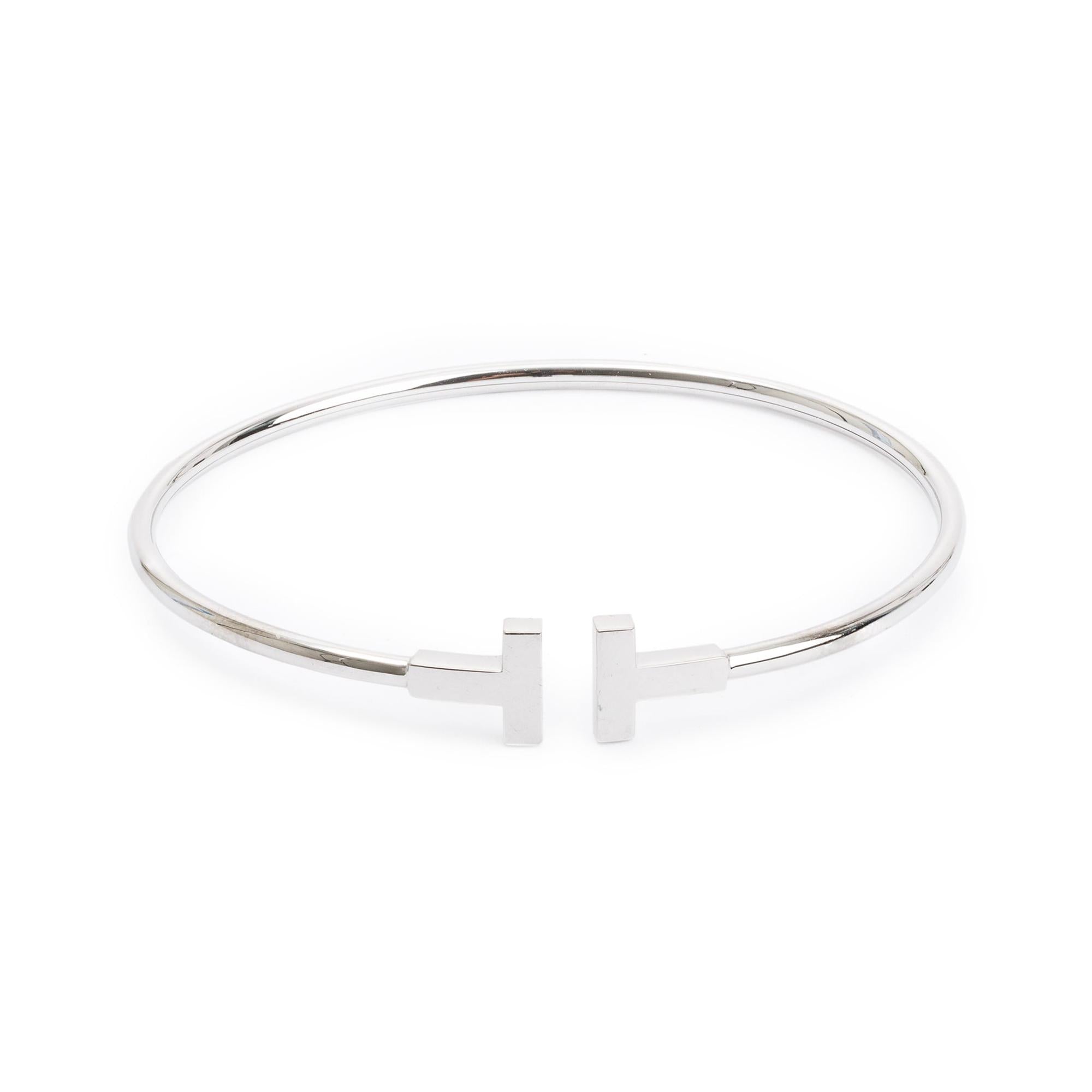 Tiffany & Co. 18k White Gold T Wire Bracelet