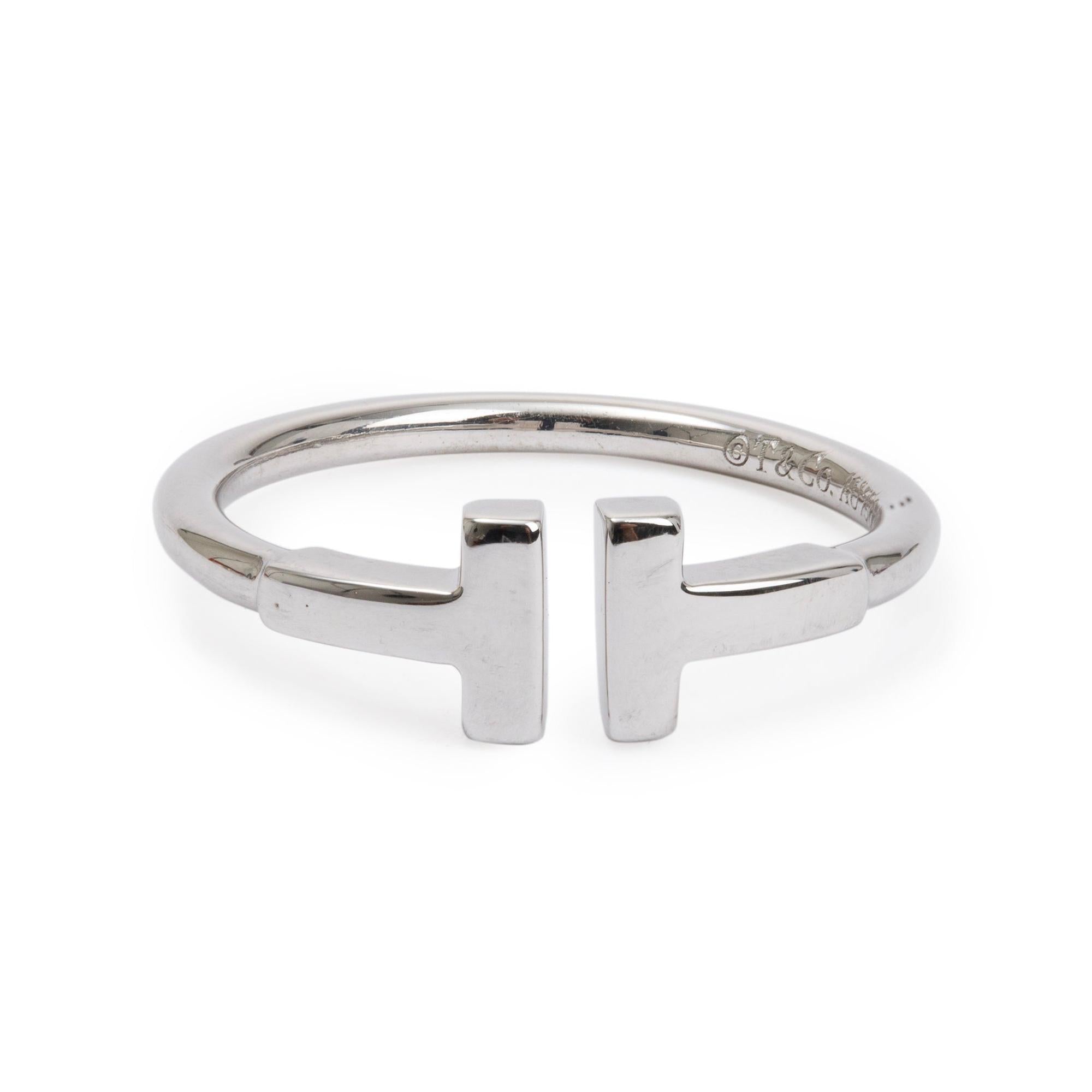 Tiffany & Co. 18k White Gold T Wire Ring, Size 7