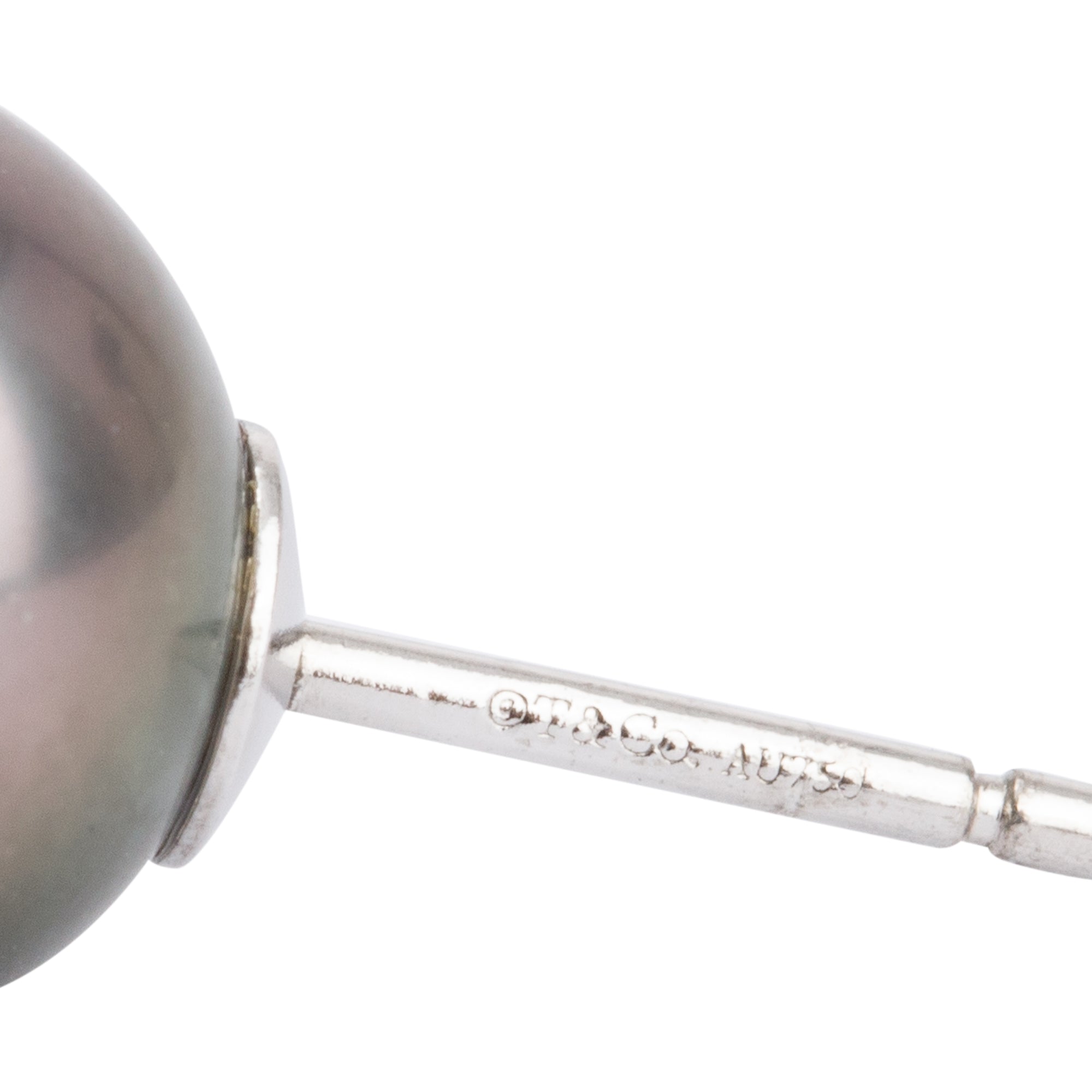 Tiffany & Co. 18k White Gold Tahitian Pearl Stud Earrings w/ Box