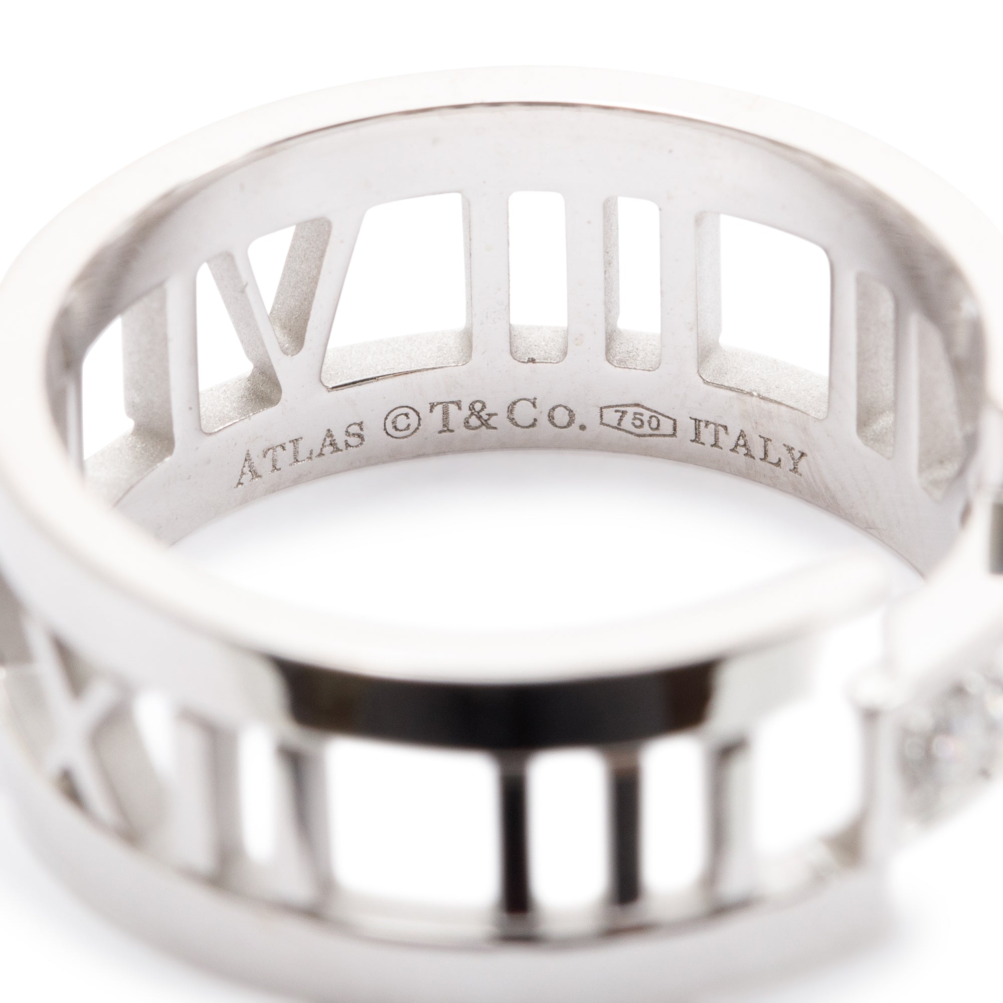 Tiffany & Co. 18k White Gold Wide Atlas Open Ring with Diamonds