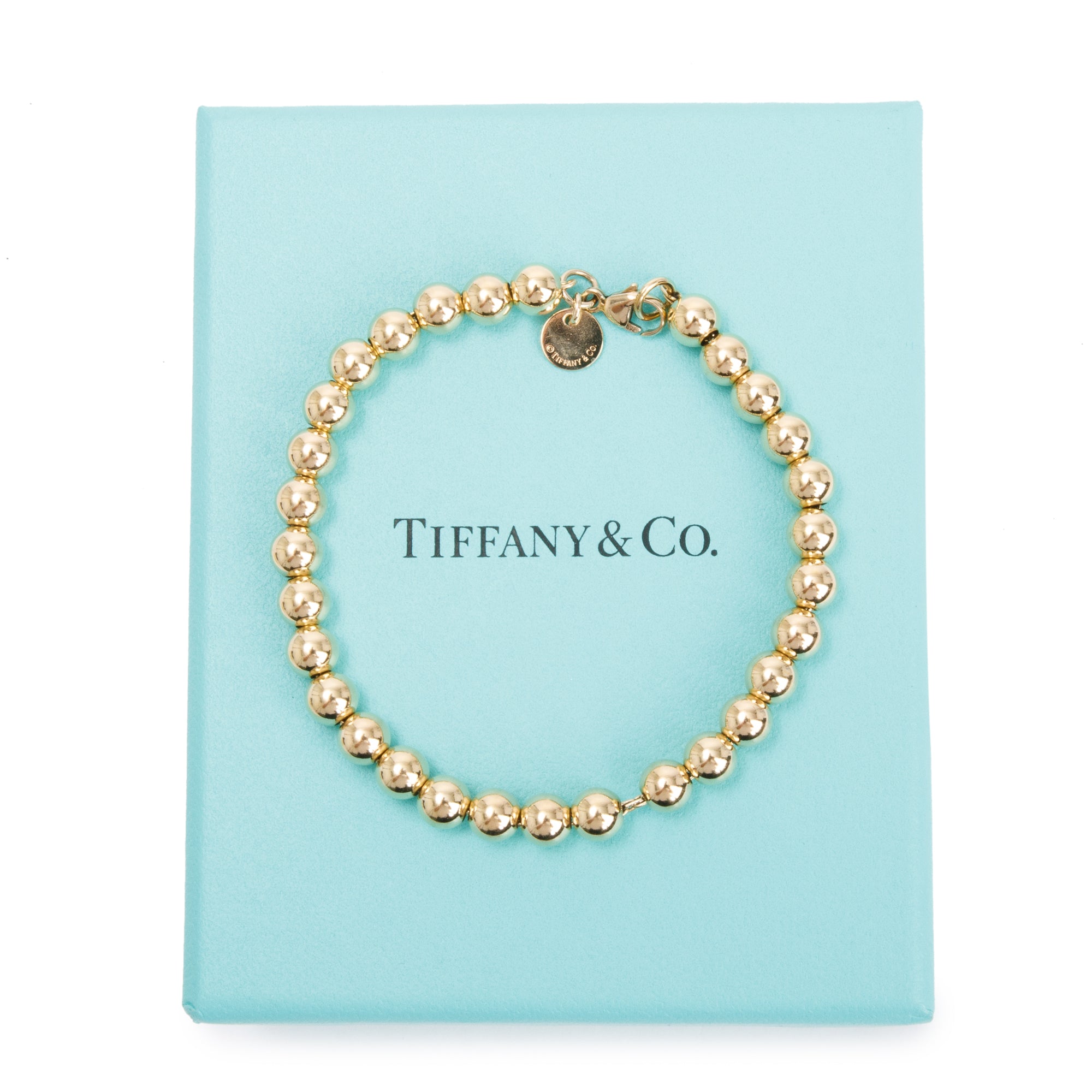 Tiffany & Co. 18k Yellow Gold 5.5 MM Bead Bracelet w/ Box