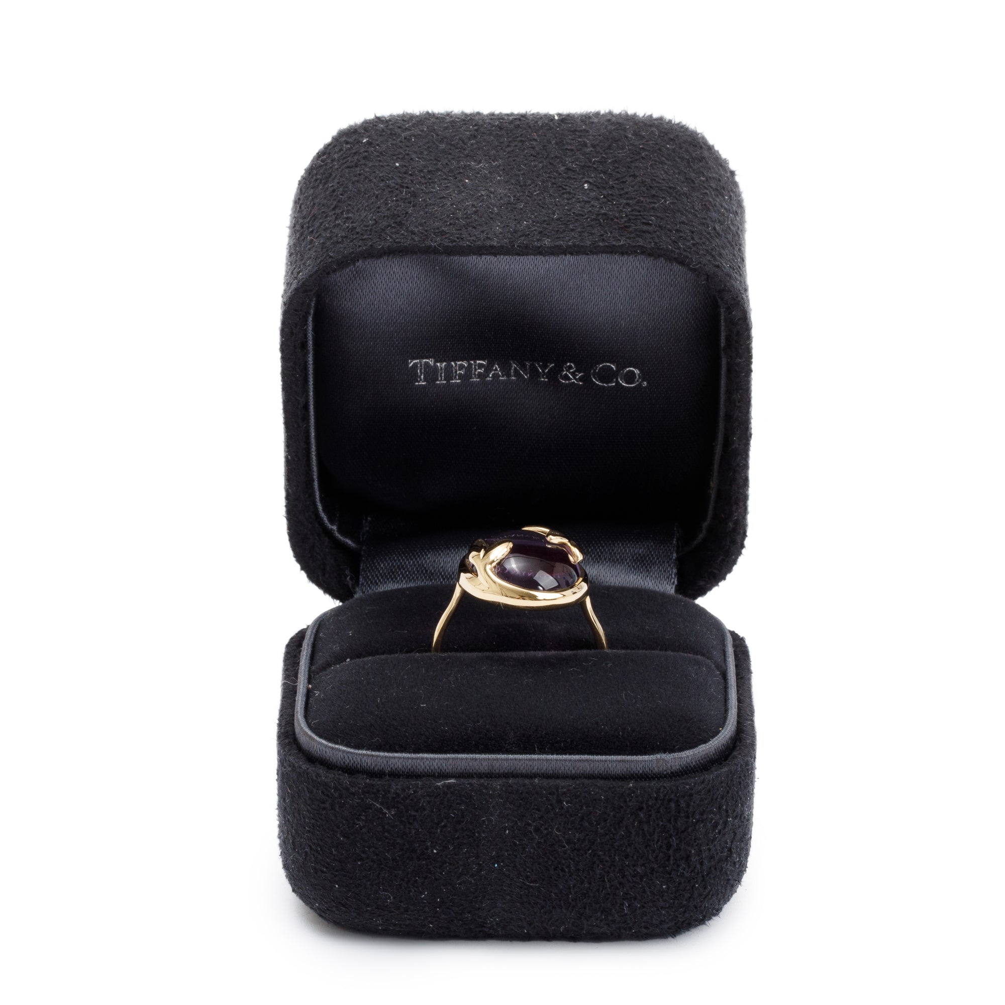 Tiffany & Co. 18k Yellow Gold Amethyst Olive Leaf Ring, Size 5 w/ Box
