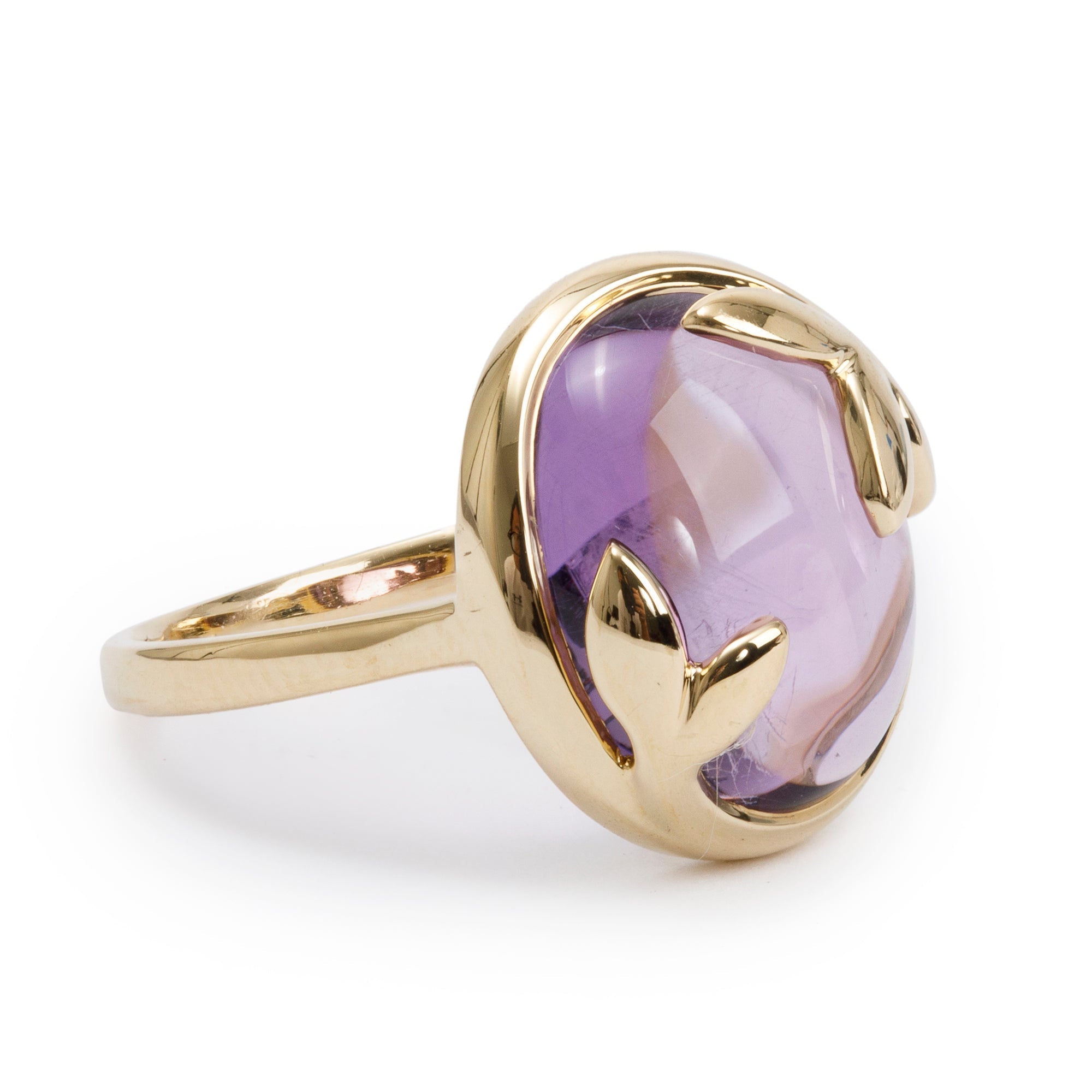 Tiffany & Co. 18k Yellow Gold Amethyst Olive Leaf Ring, Size 5 w/ Box