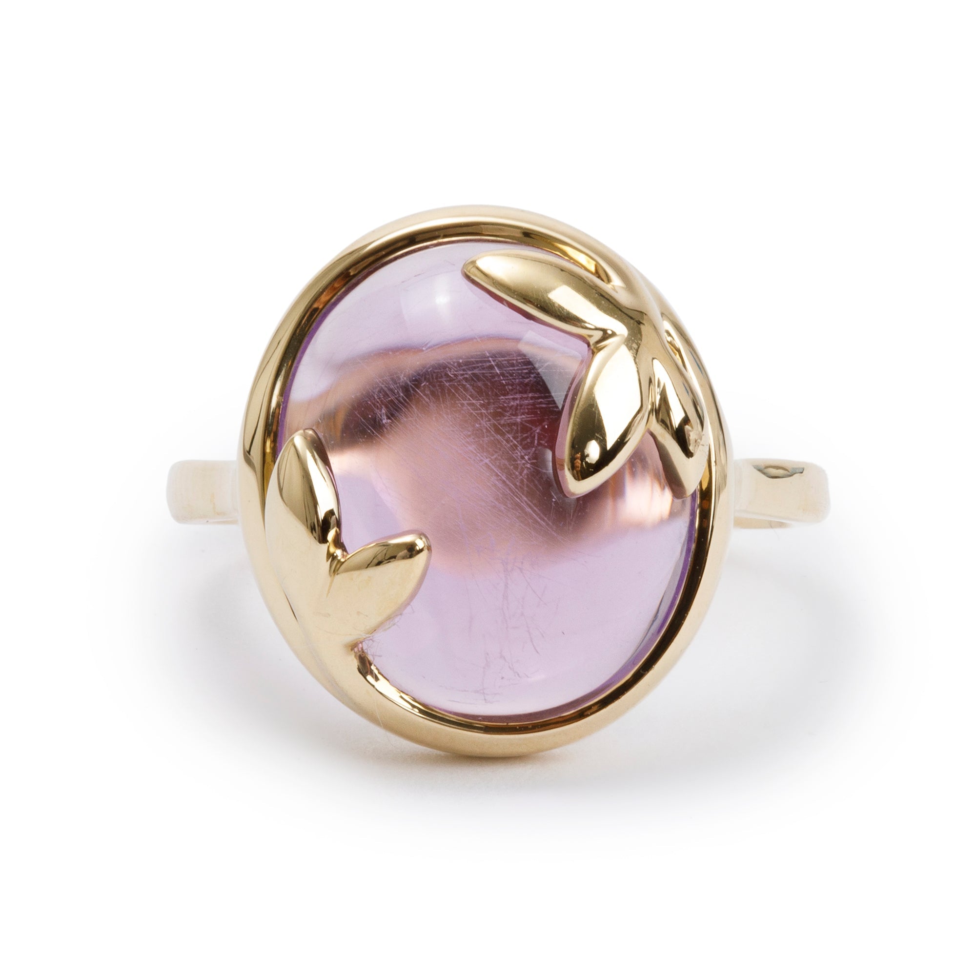 Tiffany 18k Yellow Gold Amethyst Olive Leaf Ring, Size w