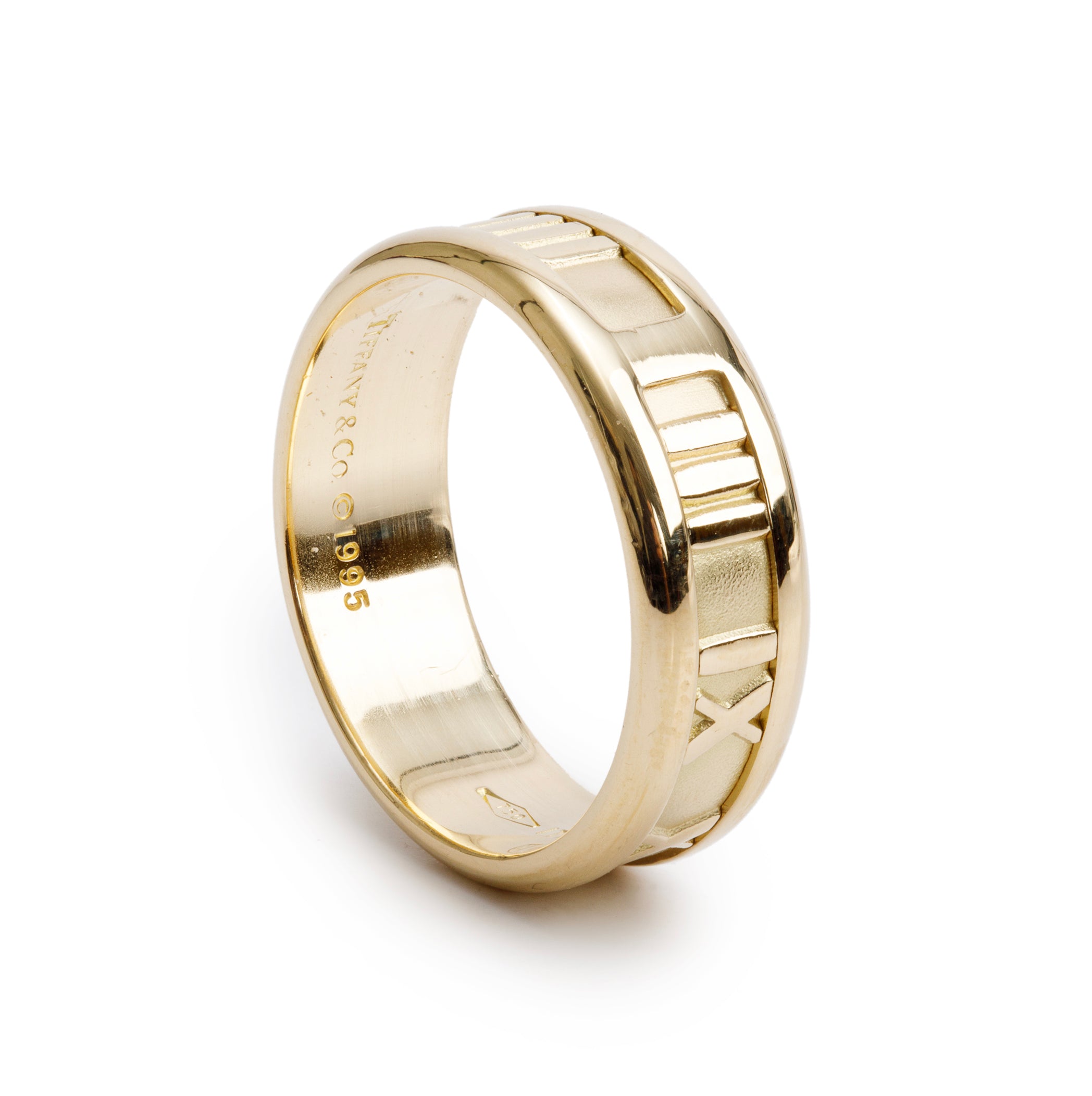 Tiffany & Co. 18k Yellow Gold Atlas 7 MM Band Ring, Size 9.5