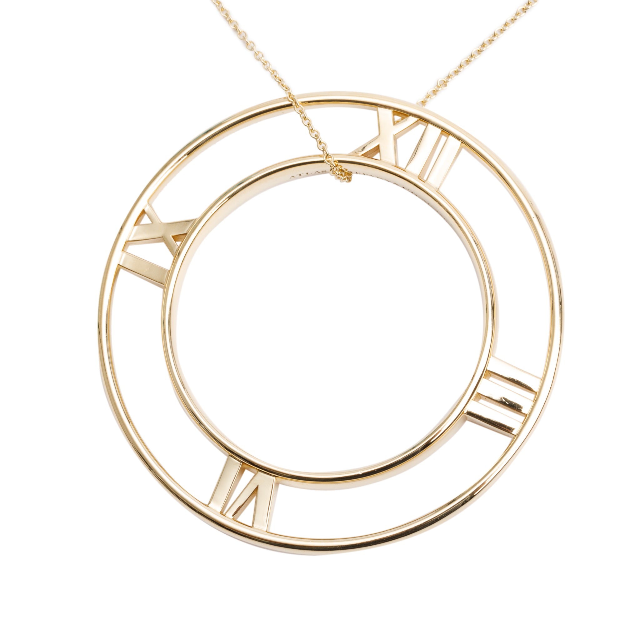 Tiffany & Co. 18k Yellow Gold Atlas Large Open Circle Pendant Necklace w/ Box