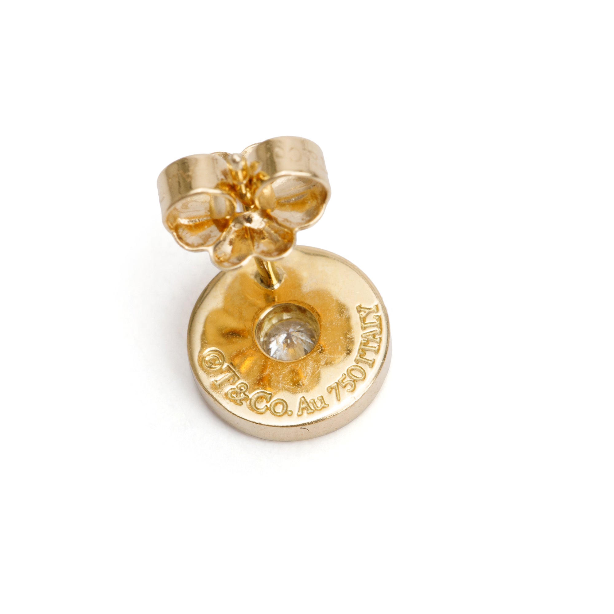 Tiffany & Co. 18k Yellow Gold Diamond 1837 Circle Earrings w/ Box