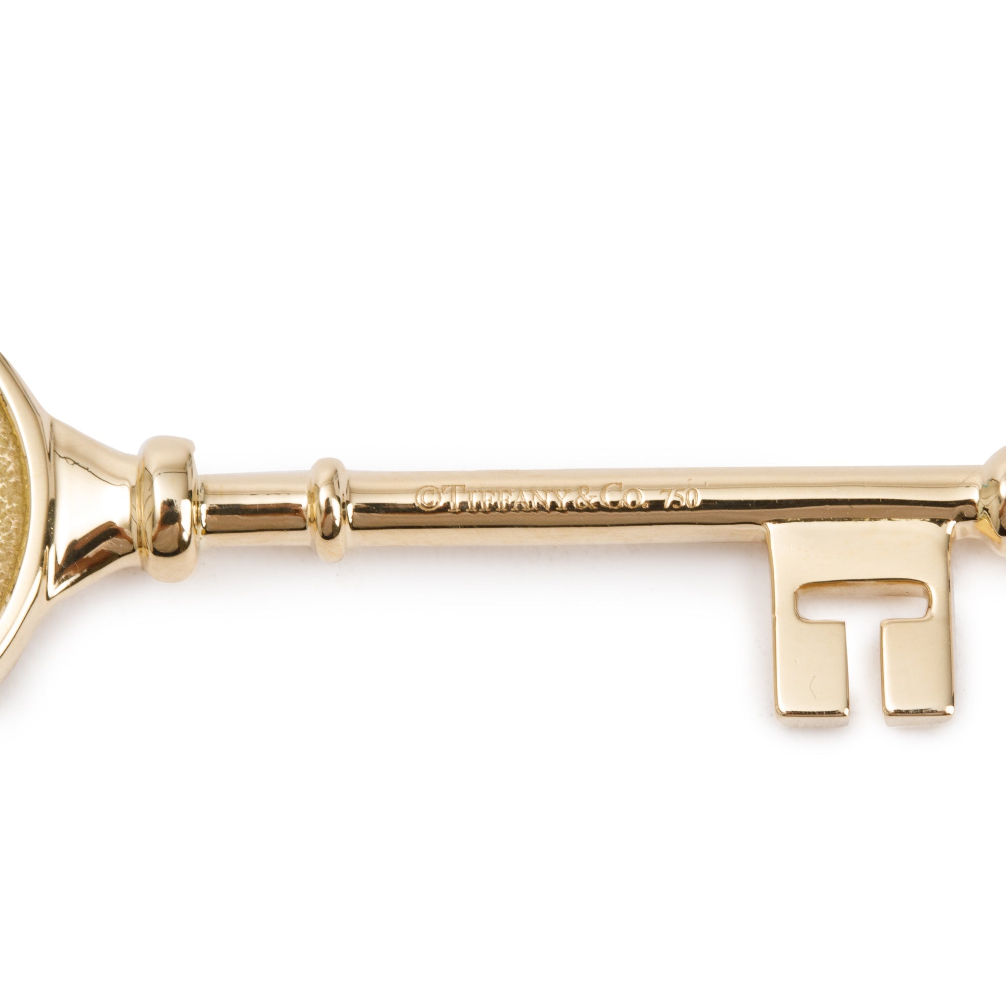 Tiffany & Co. 18k Yellow Gold Diamond Clover Key Pendant Necklace w/ Box